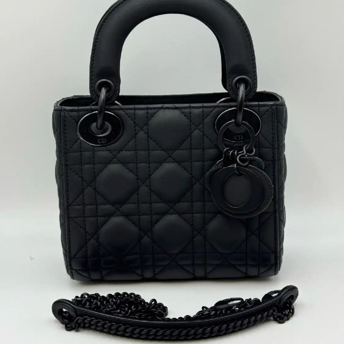 Dior DIOR Lady Dior black sheepskin rattan plaid quilted Lady bag crossbody bag black Size ONE SIZE - 2 Thumbnail