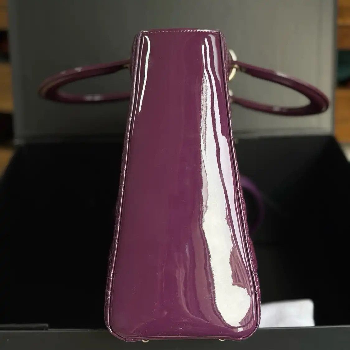 Dior DIOR Lady Dior Large purple patent leather rattan plaid quilted Lady Large shoul Size ONE SIZE - 2 Thumbnail