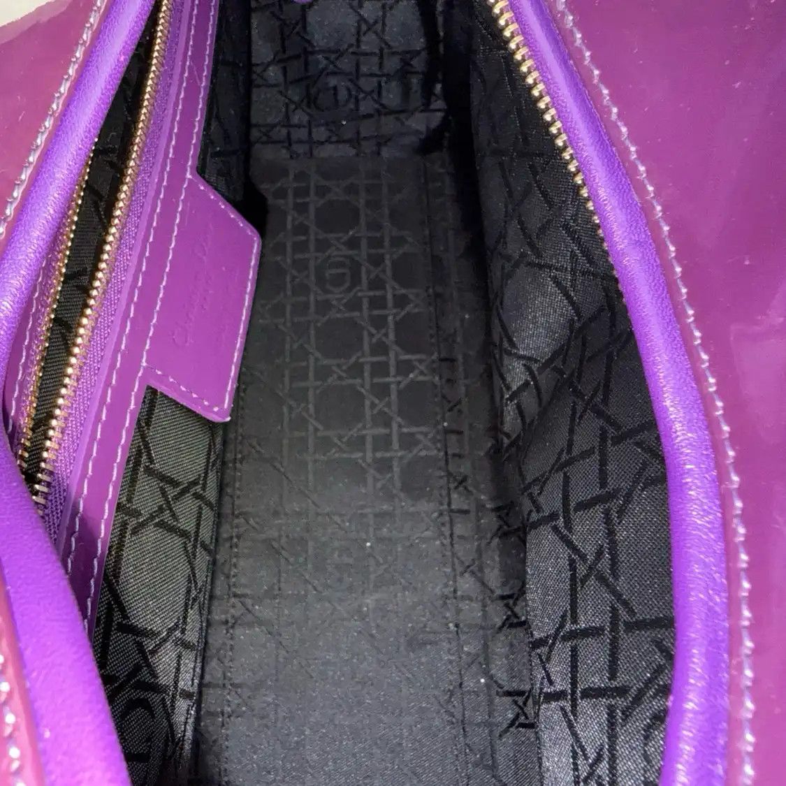Dior DIOR Lady Dior Large purple patent leather rattan plaid quilted Lady Large shoul Size ONE SIZE - 6 Thumbnail