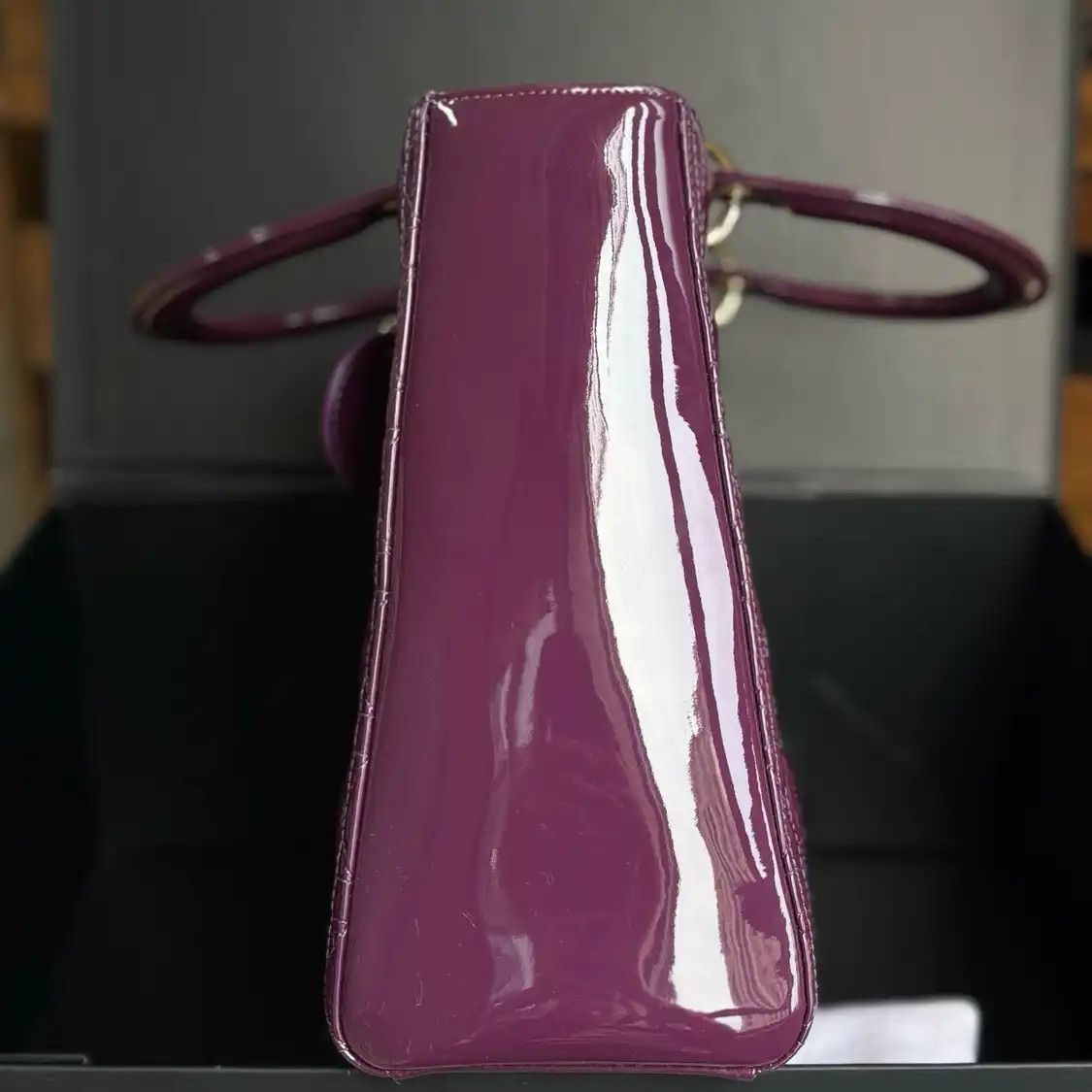 Dior DIOR Lady Dior Large purple patent leather rattan plaid quilted Lady Large shoul Size ONE SIZE - 3 Thumbnail