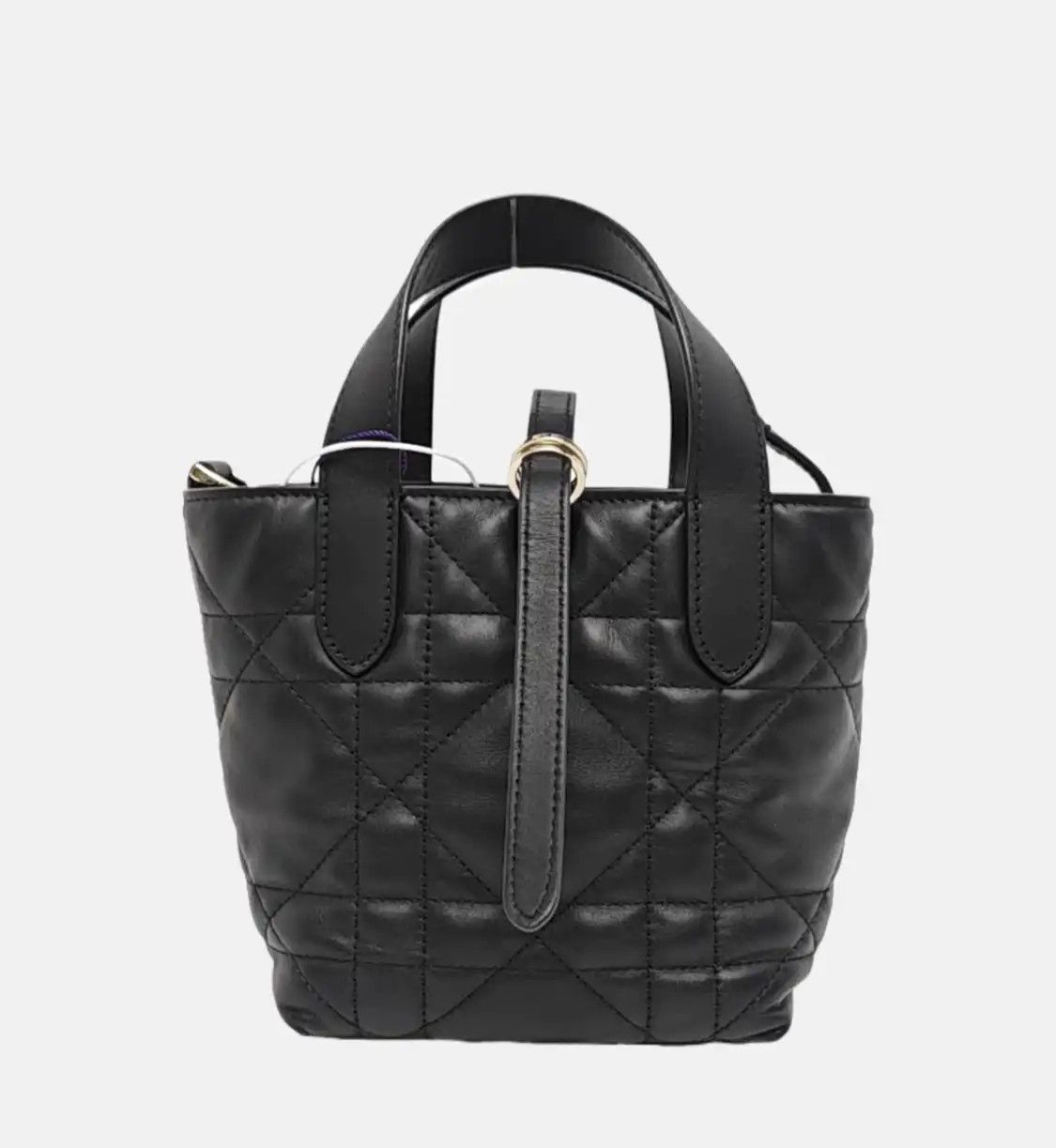 Dior DIOR Toujours Nano black cowhide leather rattan plaid quilted shoulder bag handb Size ONE SIZE - 5 Thumbnail