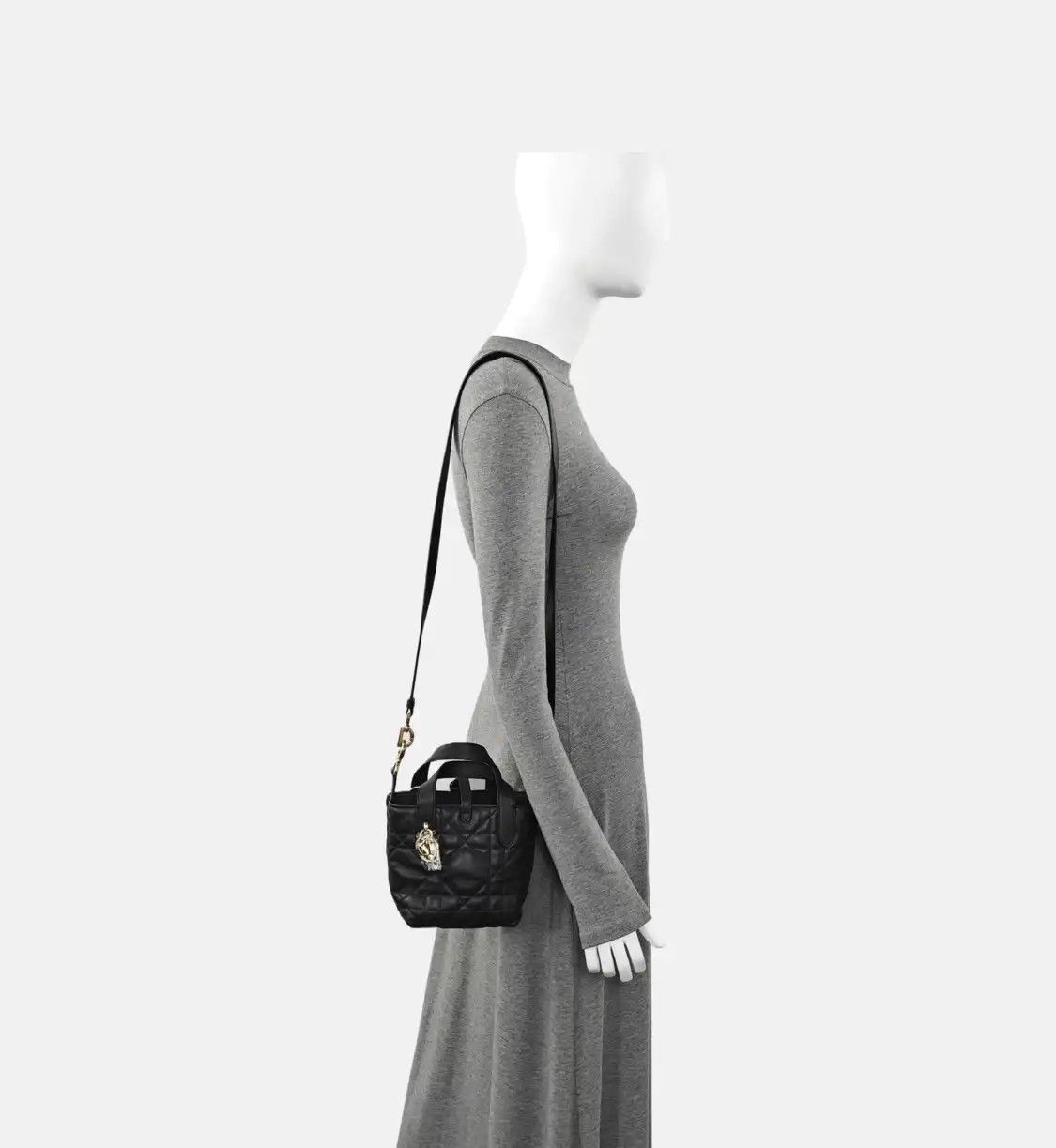 Dior DIOR Toujours Nano black cowhide leather rattan plaid quilted shoulder bag handb Size ONE SIZE - 2 Thumbnail