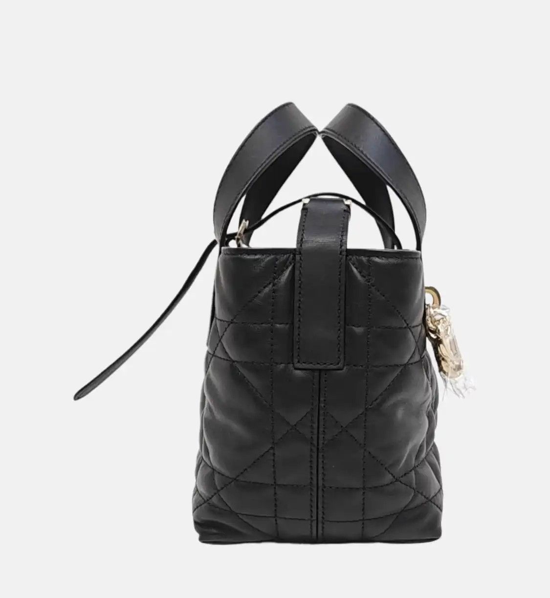 Dior DIOR Toujours Nano black cowhide leather rattan plaid quilted shoulder bag handb Size ONE SIZE - 4 Thumbnail