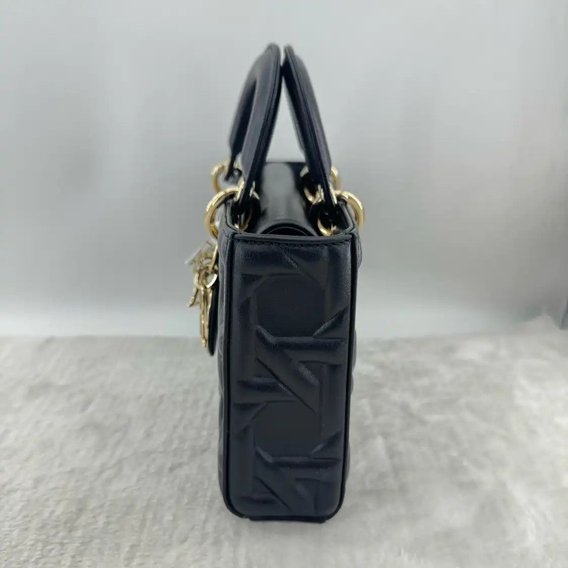Dior DIOR Lady D-Joy Medium black cowhide leather embossed crossbody bag 2 striped de Size ONE SIZE - 2 Thumbnail