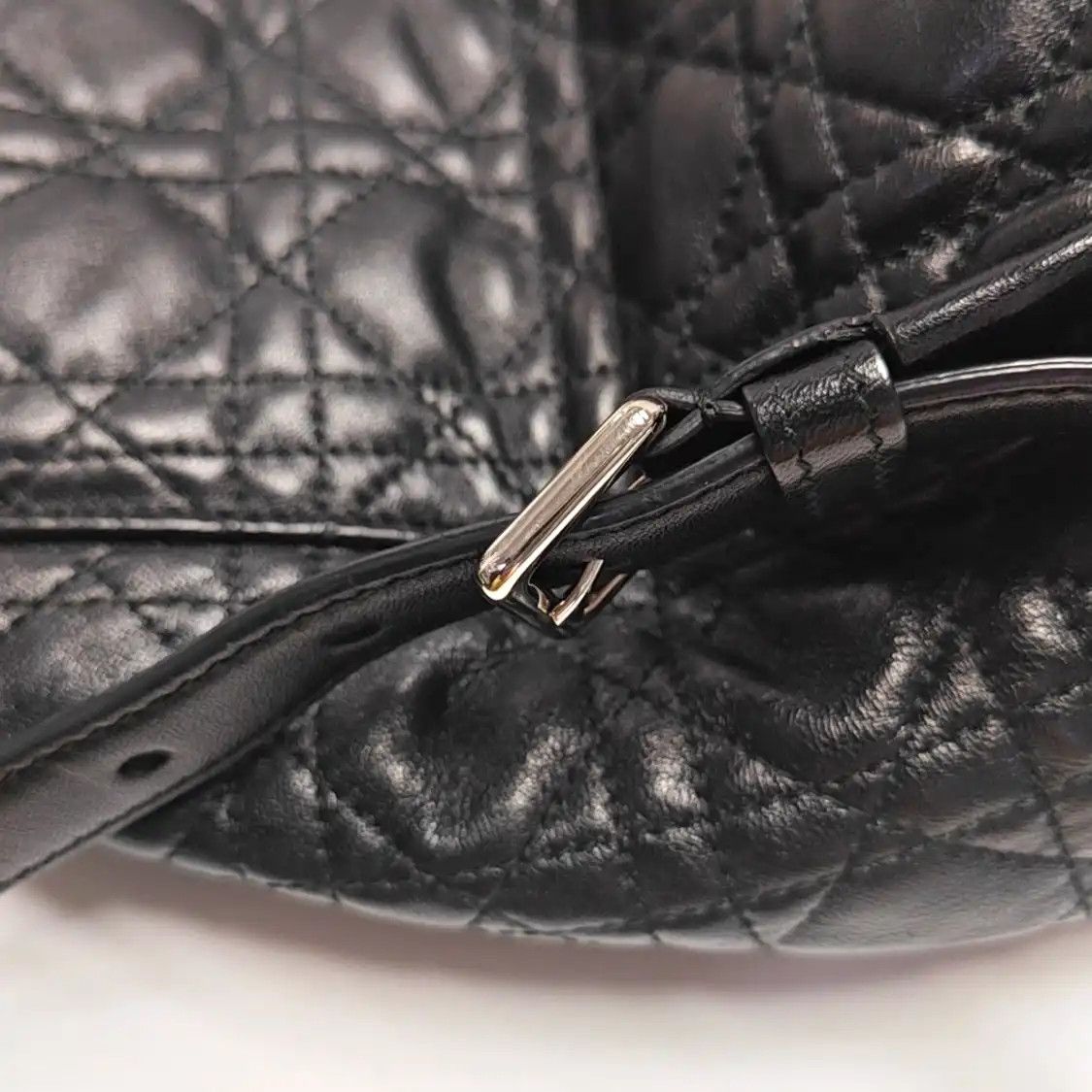 Dior DIOR Stardust black sheepskin rattan plaid quilted backpack handbag silver hardw Size ONE SIZE - 13 Thumbnail