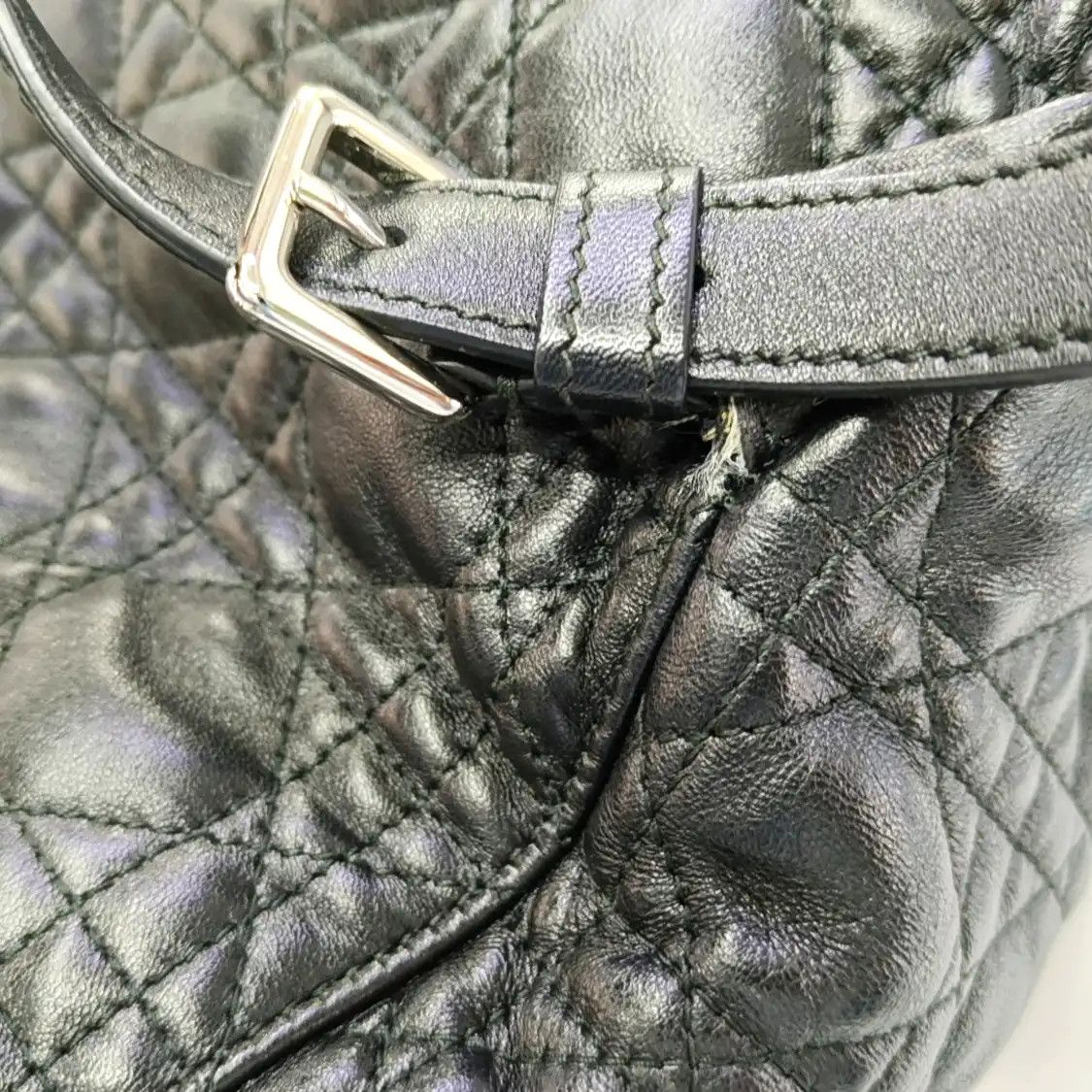 Dior DIOR Stardust black sheepskin rattan plaid quilted backpack handbag silver hardw Size ONE SIZE - 11 Thumbnail