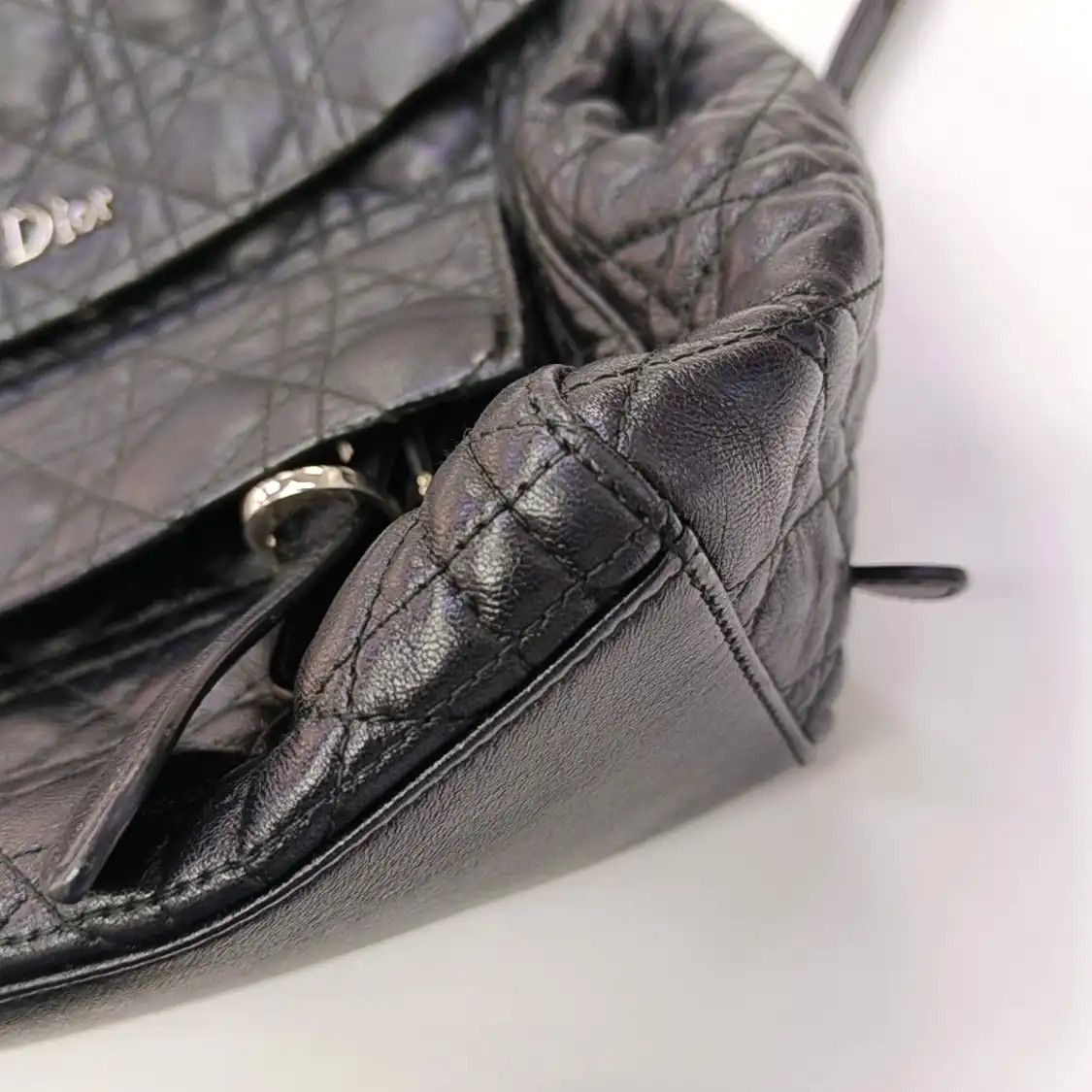 Dior DIOR Stardust black sheepskin rattan plaid quilted backpack handbag silver hardw Size ONE SIZE - 14 Thumbnail