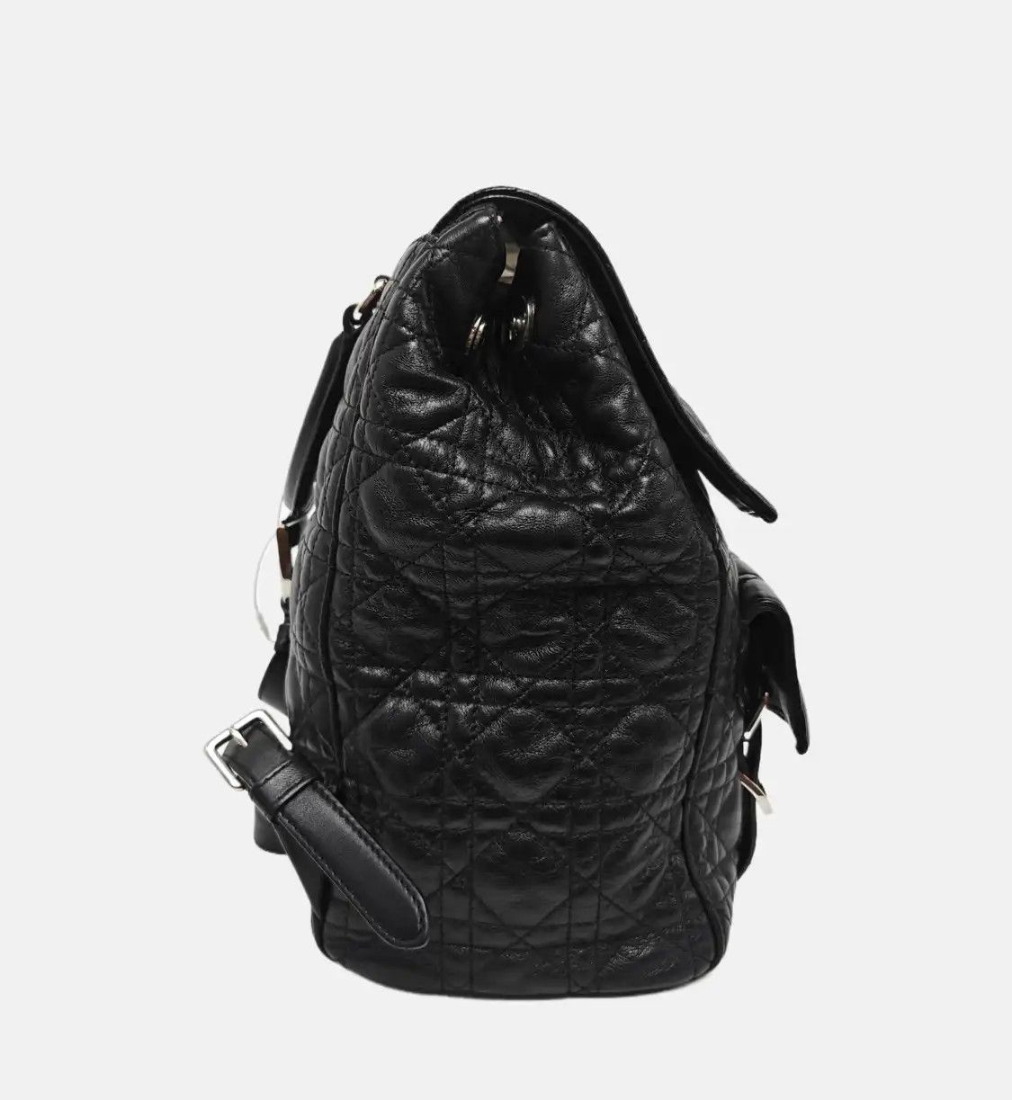 Dior DIOR Stardust black sheepskin rattan plaid quilted backpack handbag silver hardw Size ONE SIZE - 4 Thumbnail