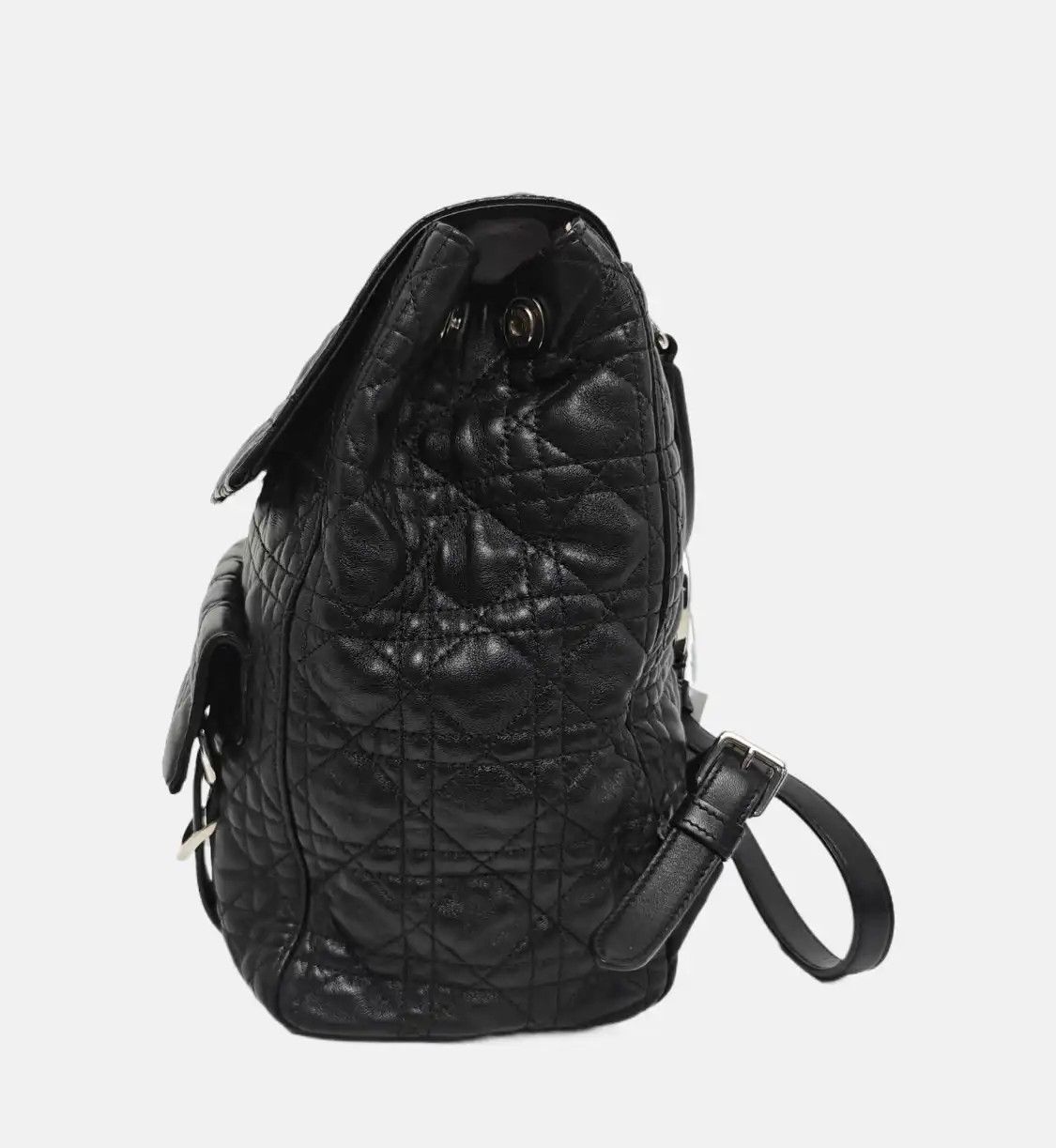 Dior DIOR Stardust black sheepskin rattan plaid quilted backpack handbag silver hardw Size ONE SIZE - 3 Thumbnail