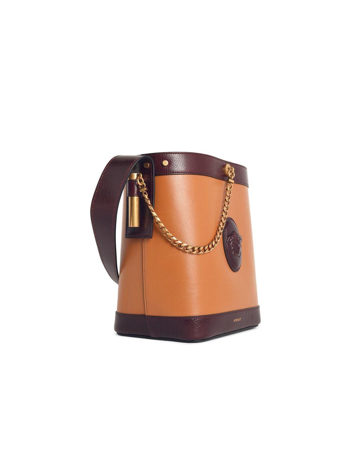 Versace VERSACE 'Pivot' Small Brown Leather Bucket Bag Size ONE SIZE - 2 Thumbnail