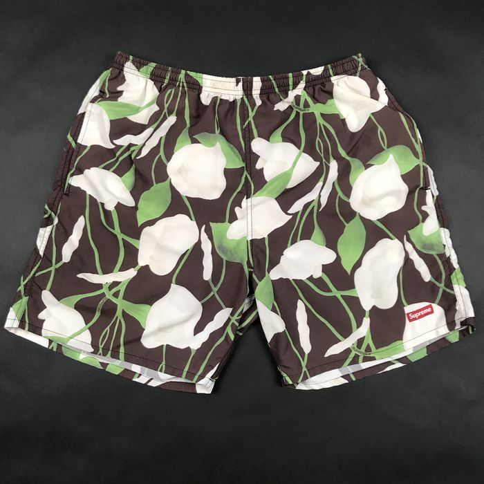 Supreme Black Floral Lily Nylon Water Short | Grailed