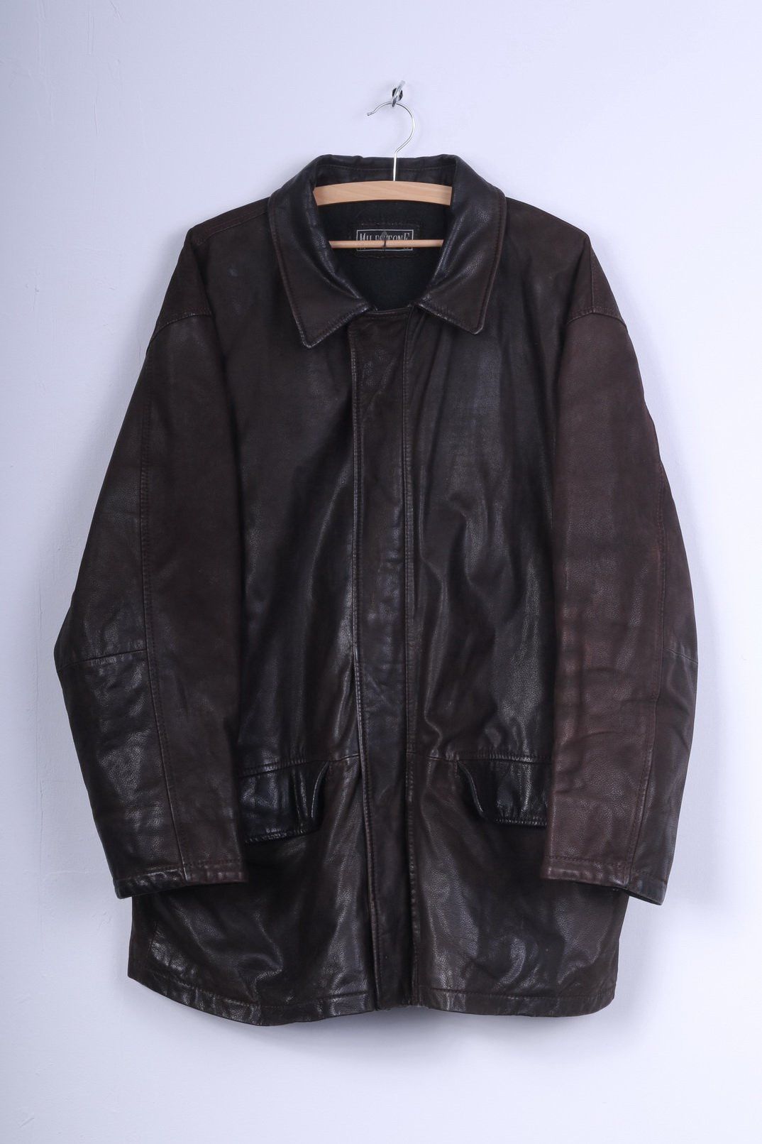 Milestone Milestone Mens 52 XL Jacket Brown leather ZIp Up Lined Biker Coat Grailed