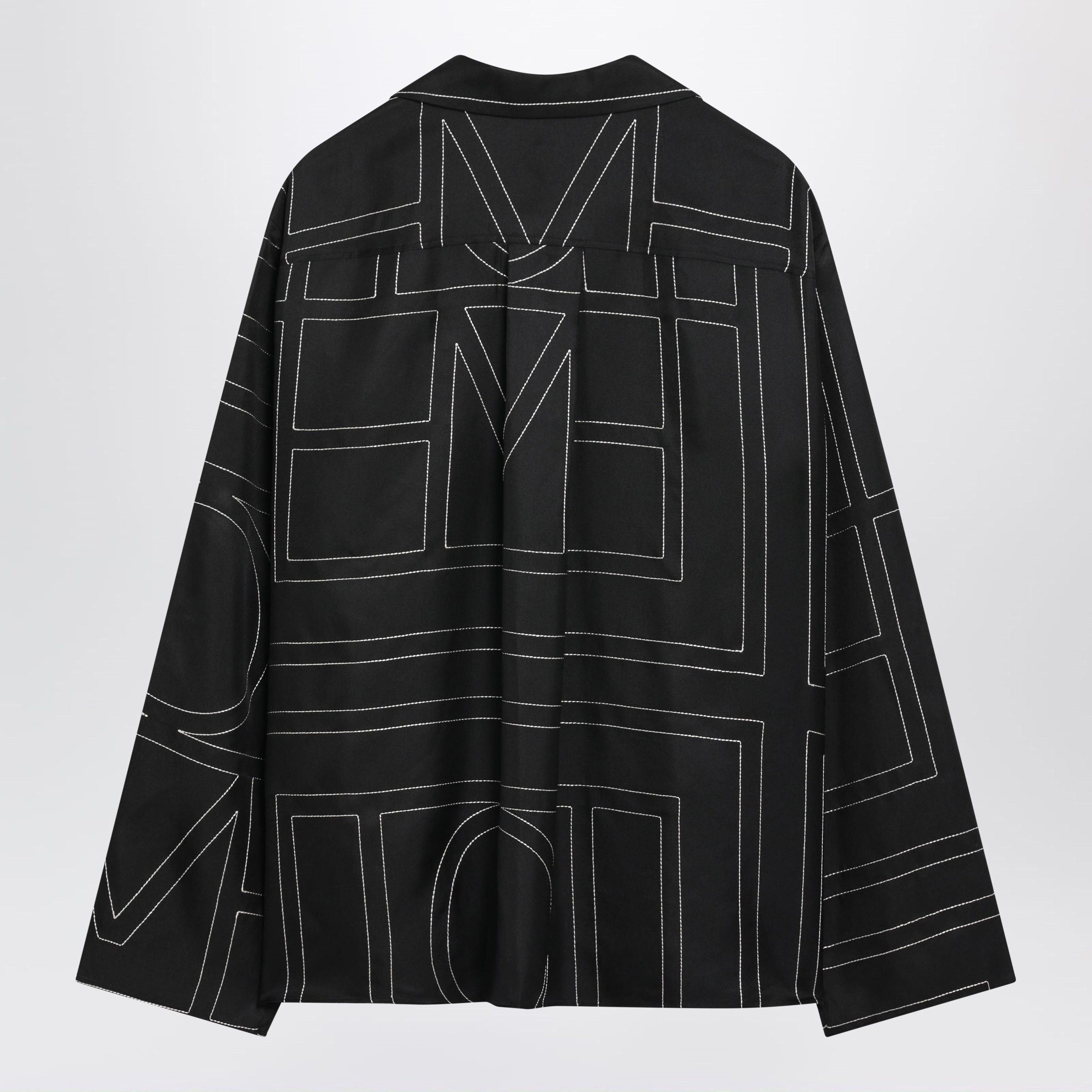 Toteme Toteme Black Monogram Silk Pajama Shirt Size M / US 6-8 / IT 42-44 - 2 Thumbnail