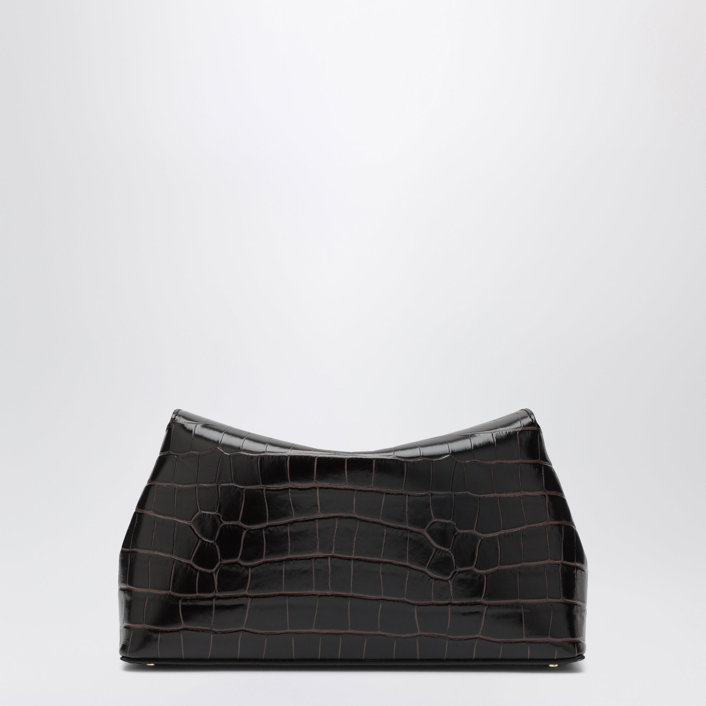 Toteme Toteme Brown T-Lock Clutch In Crocodile-Embossed Leather Size ONE SIZE - 2 Thumbnail