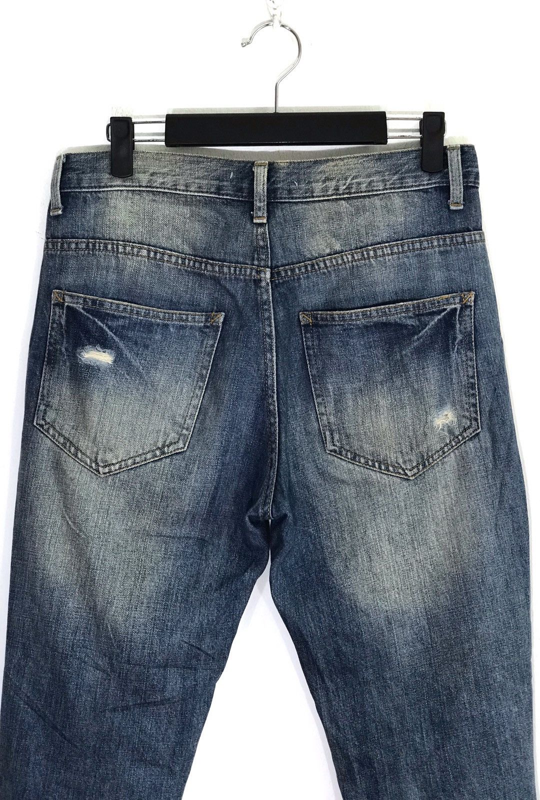 Japanese Brand Majestic Legion Distressed Rips Faded Skinny Jeans Size US 31 - 4 Thumbnail