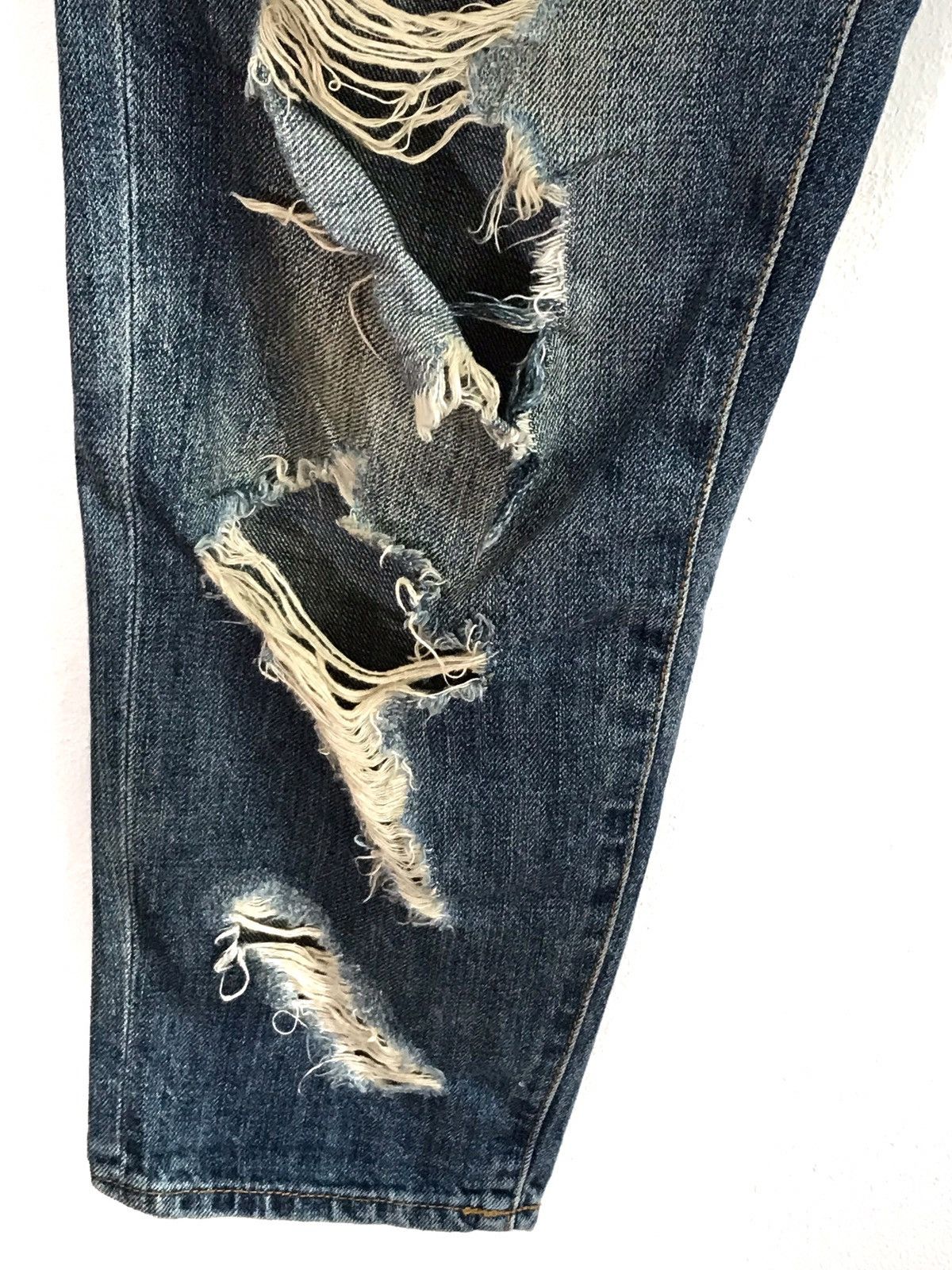 Japanese Brand Majestic Legion Distressed Rips Faded Skinny Jeans Size US 31 - 8 Thumbnail