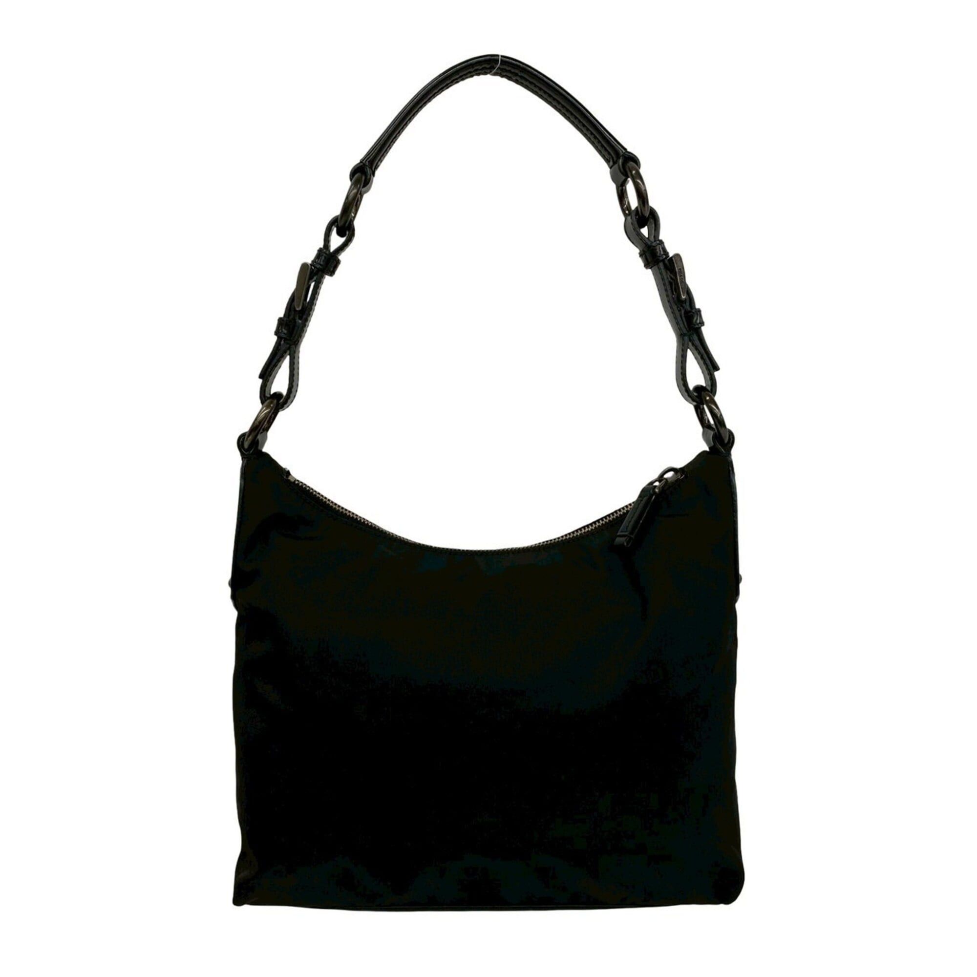 Prada PRADA Triangle Logo Perforated Stud Hardware Nylon Leather Genuine Semi Shoulder Bag Black 63472 Size ONE SIZE - 3 Thumbnail