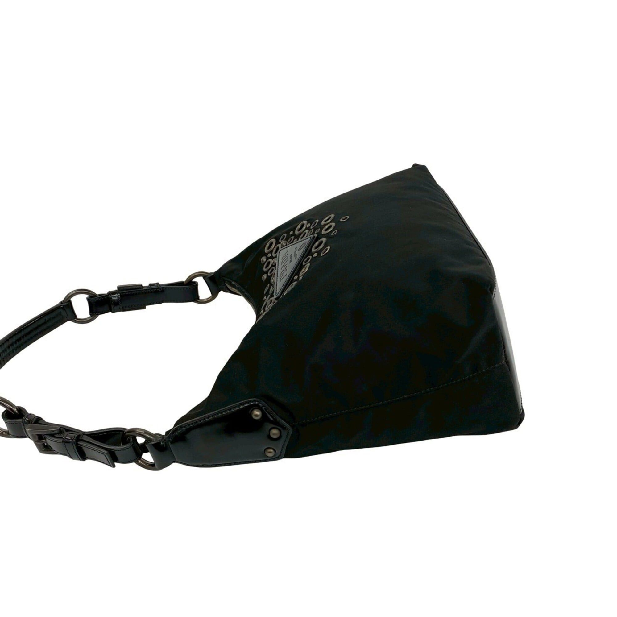 Prada PRADA Triangle Logo Perforated Stud Hardware Nylon Leather Genuine Semi Shoulder Bag Black 63472 Size ONE SIZE - 5 Thumbnail
