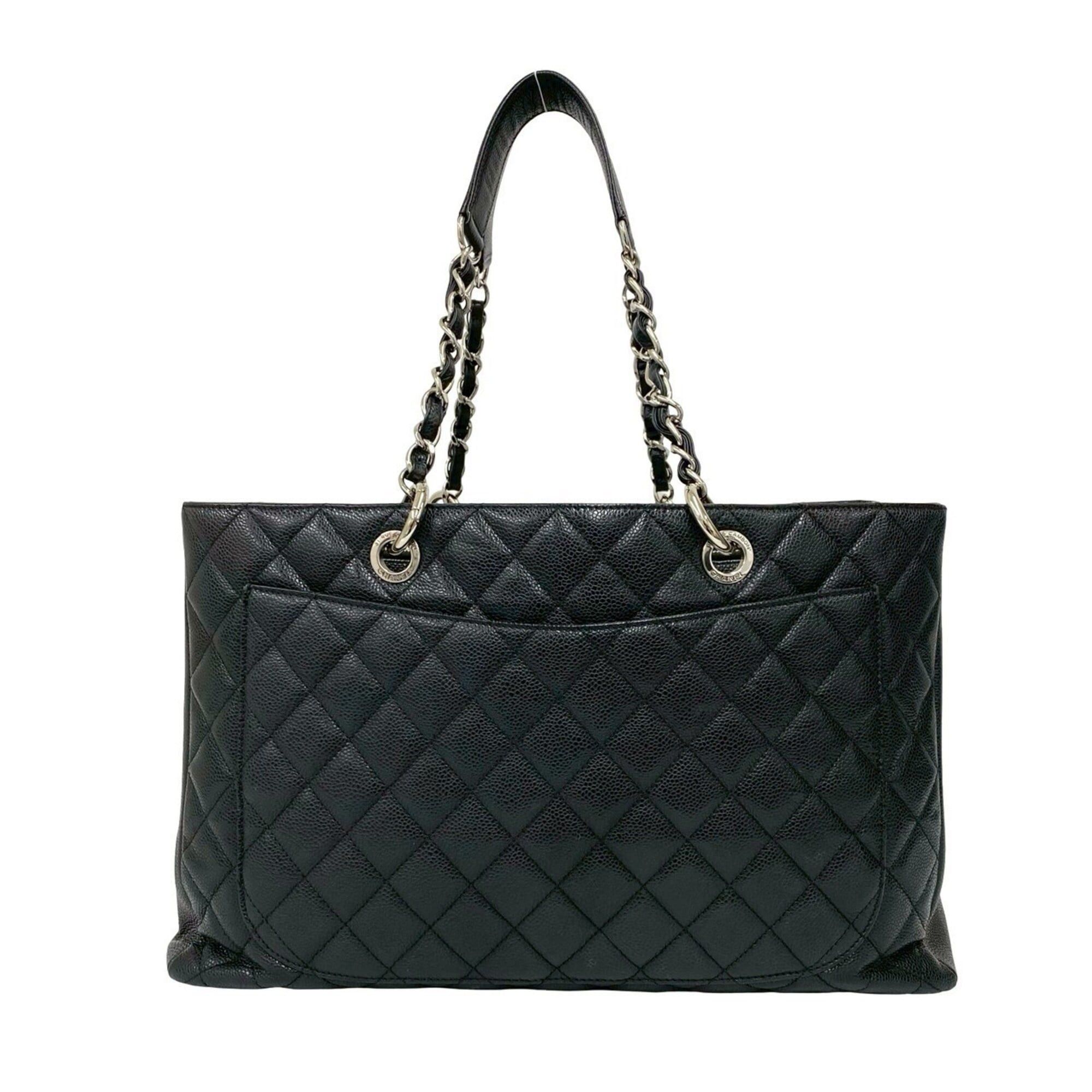 Chanel CHANEL Matelassé Coco Mark Caviar Leather Chain Tote Bag Black 62270 Size ONE SIZE - 3 Thumbnail