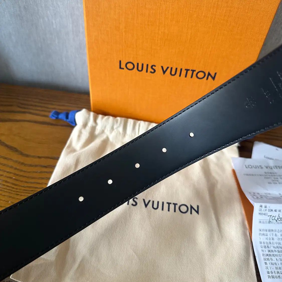 Louis Vuitton LOUIS VUITTON black coated canvas Men's belt long 115 cm wide 4 cm Size ONE SIZE - 5 Thumbnail