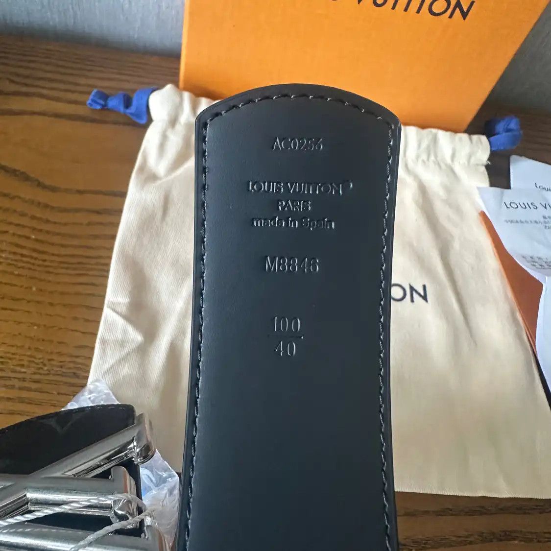 Louis Vuitton LOUIS VUITTON black coated canvas Men's belt long 115 cm wide 4 cm Size ONE SIZE - 6 Thumbnail