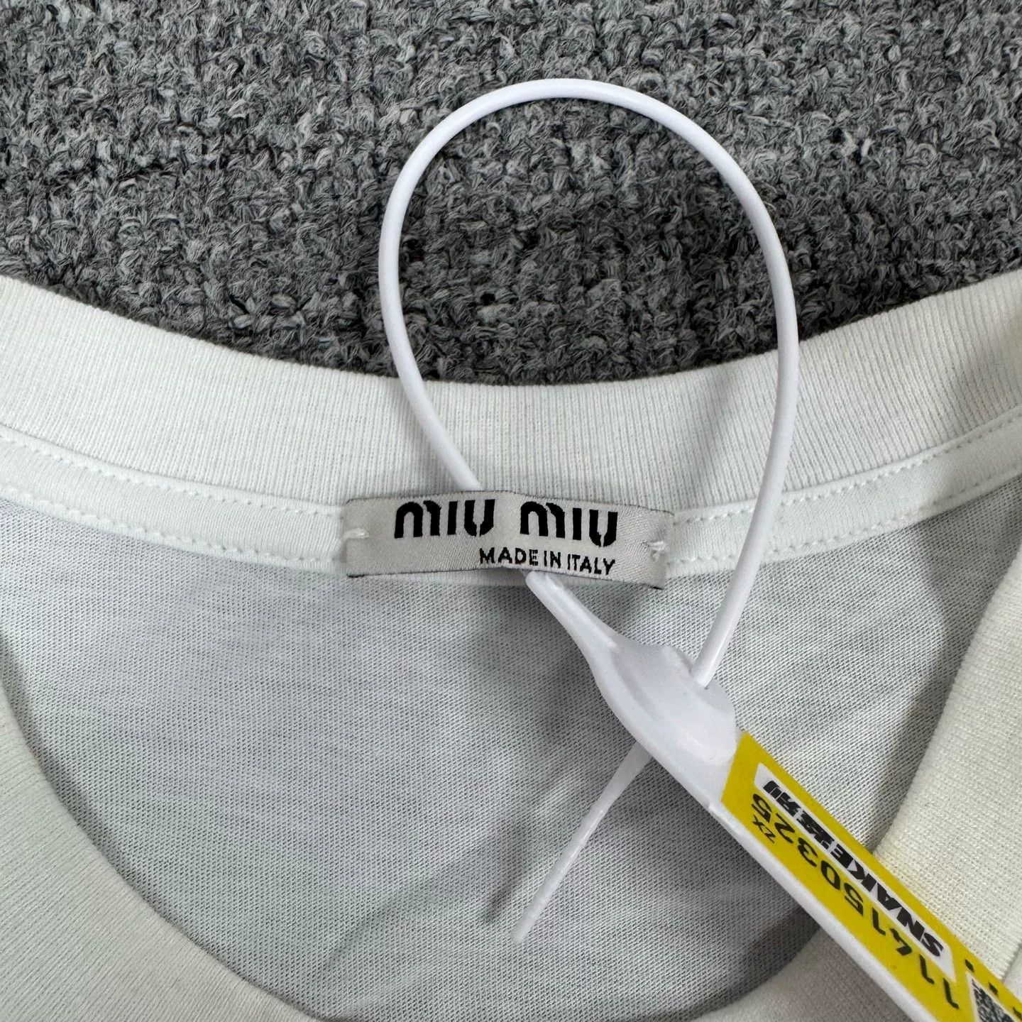 みゅう Miu Miu White Side Purple Diamond Print T-shirt