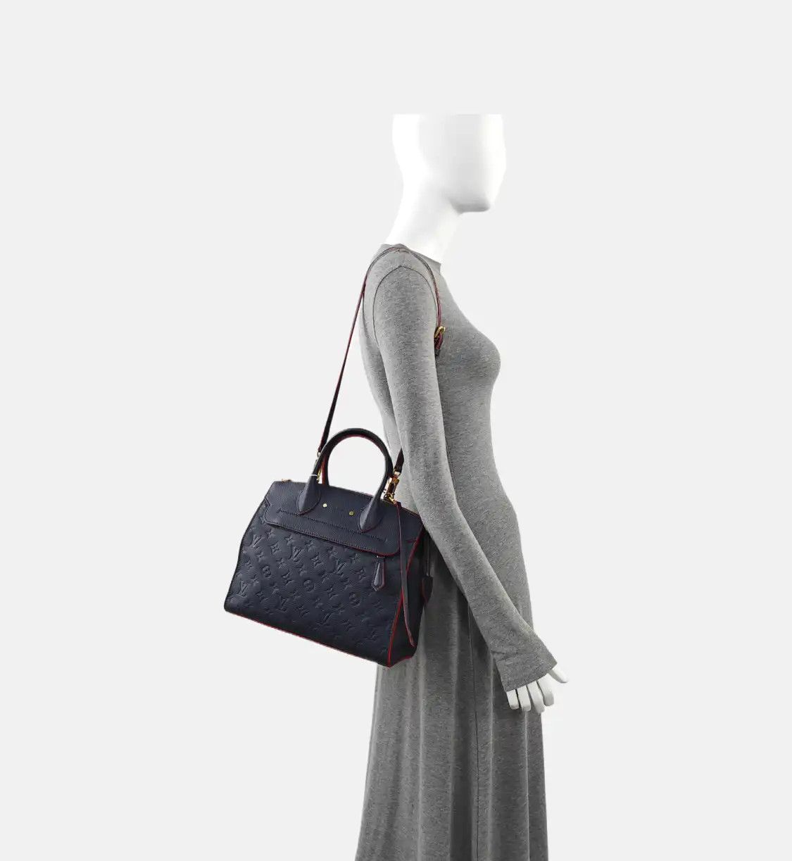 Louis Vuitton LOUIS VUITTON PONNEUF Medium dark bluecowhide leather monogram embossed handbag Size ONE SIZE - 2 Thumbnail