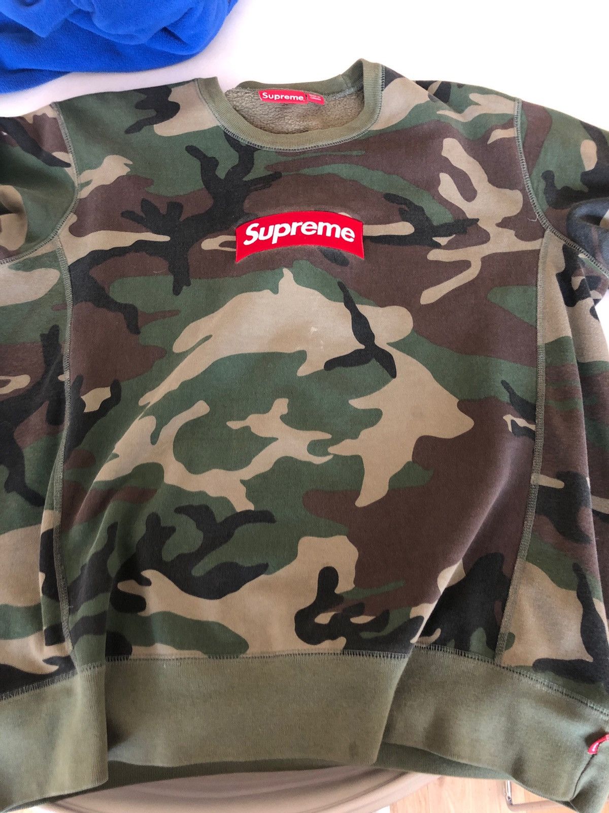 Supreme high quality Green Camo Box Logo Crewneck FW15