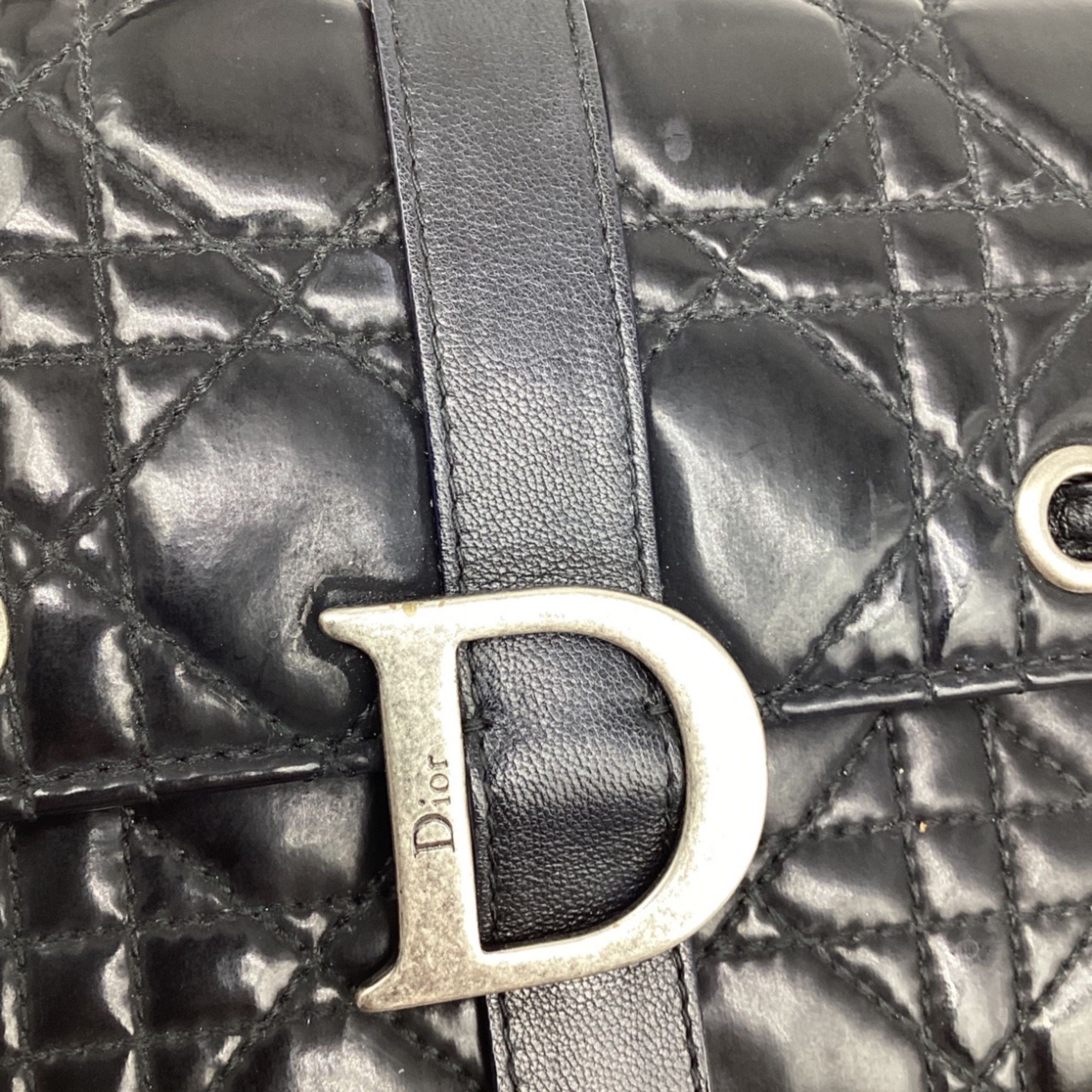Dior Dior Lady Dragonne Cannage Clutch Bag in Black Leather Size ONE SIZE - 6 Thumbnail