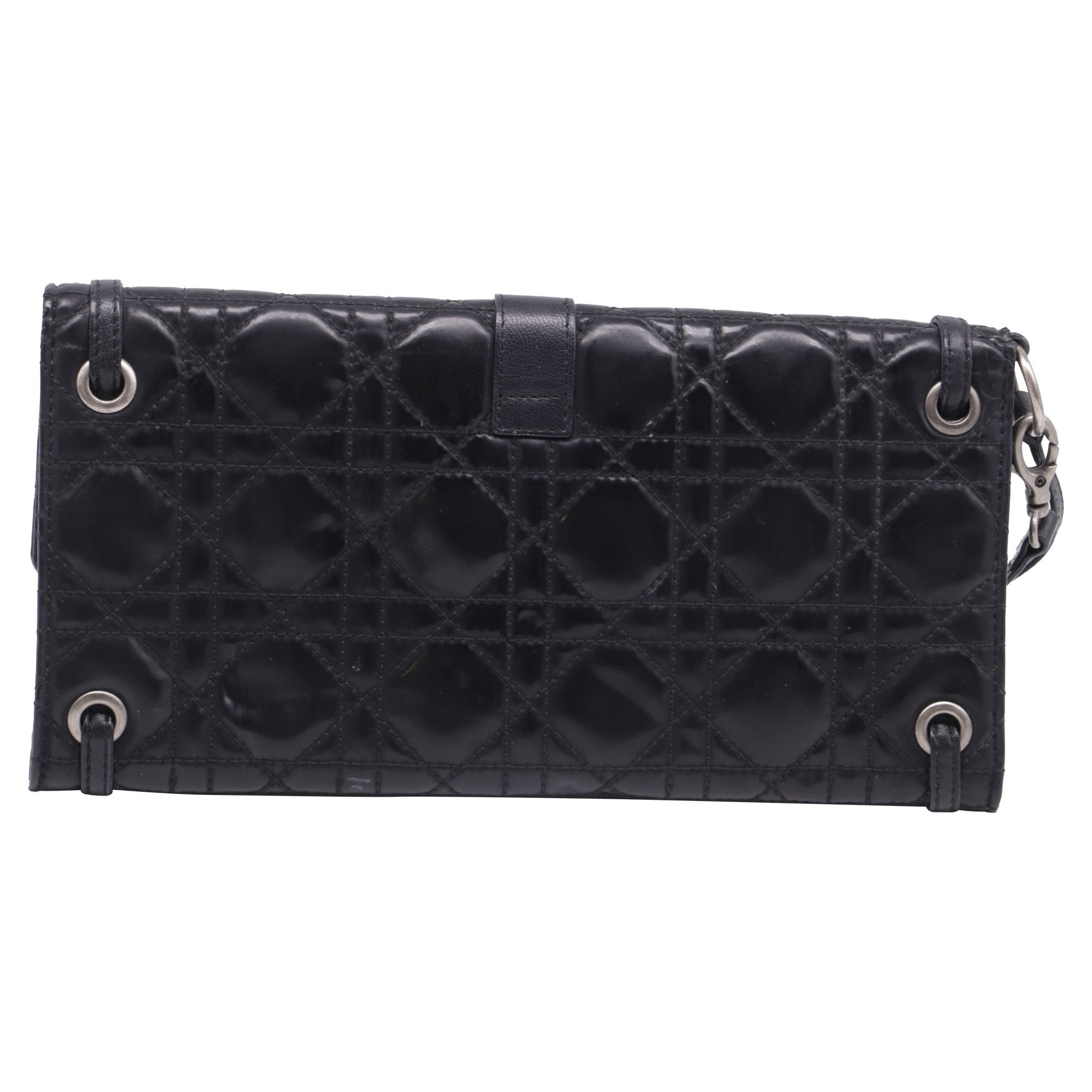 Dior Dior Lady Dragonne Cannage Clutch Bag in Black Leather Size ONE SIZE - 3 Thumbnail