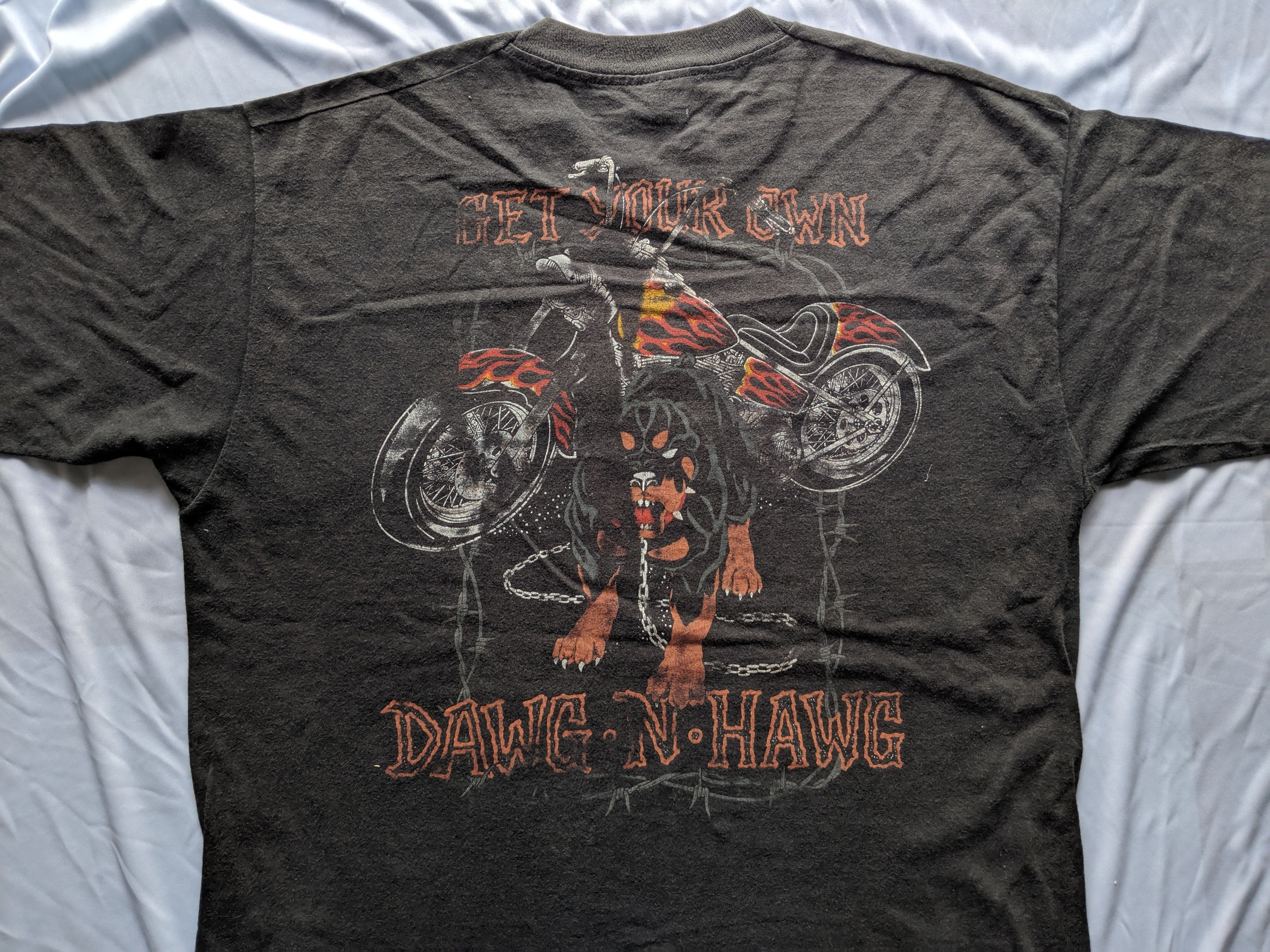 Harley Davidson × Vintage Vintage 80s Dawg and hawg motocycle like harley davidson big print bothside trully vintage collector item Size US L / EU 52-54 / 3 - 3 Thumbnail