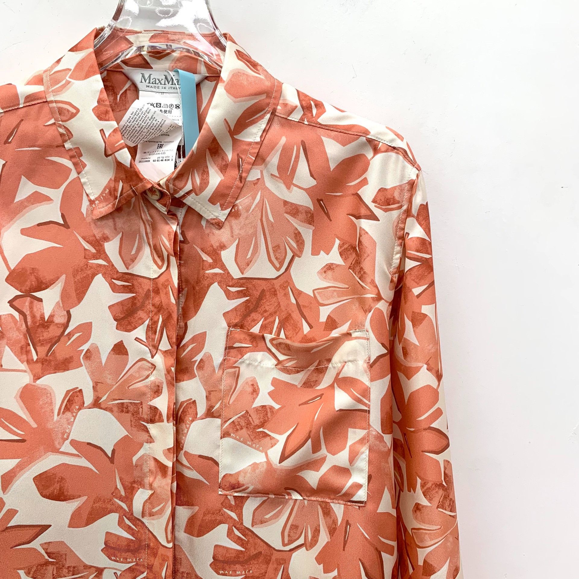 Maxmara Orange Floral Silk Shirt