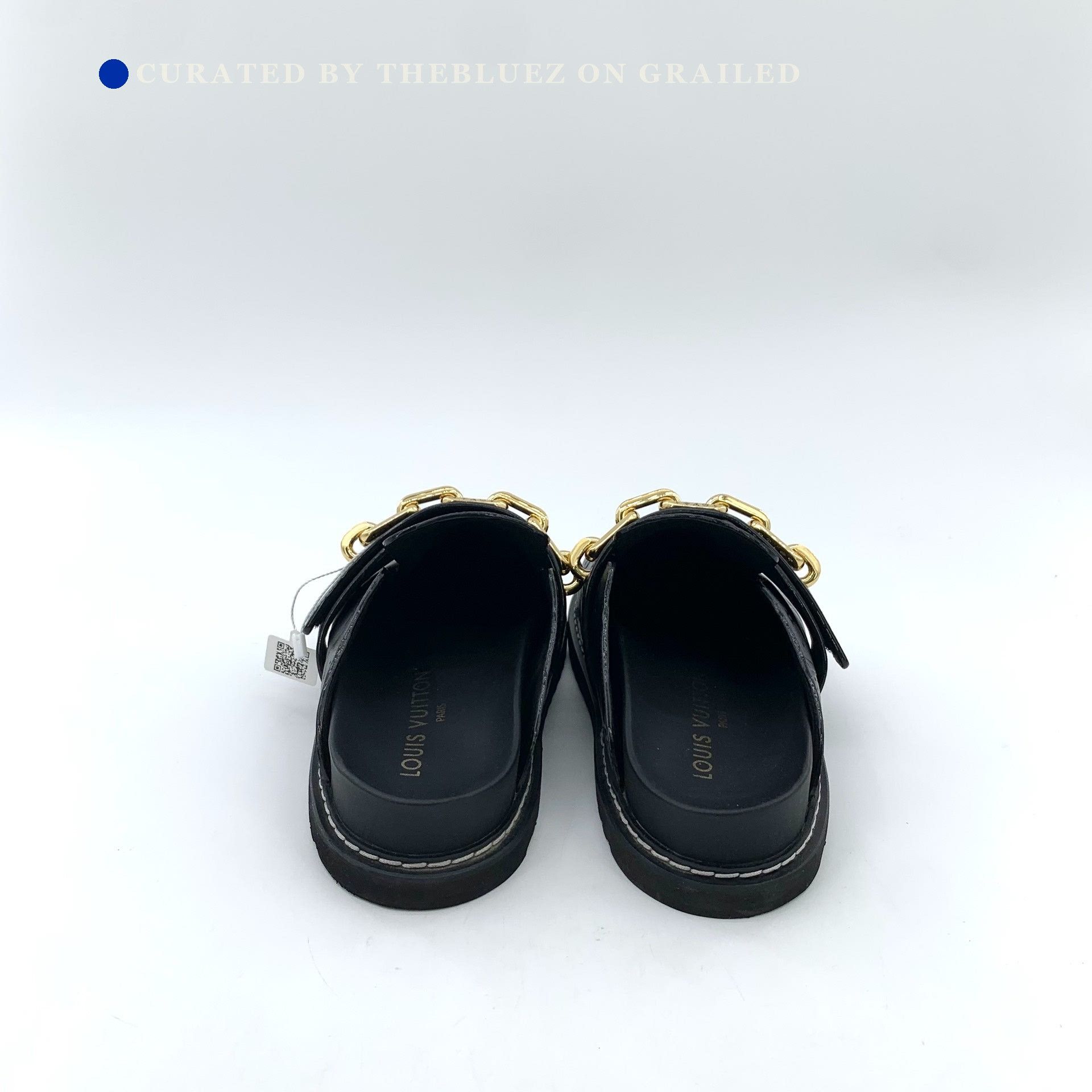 Louis Vuitton Louis Vuitton Black Chain Flat Mules Size US 7 / IT 37 - 4 Thumbnail