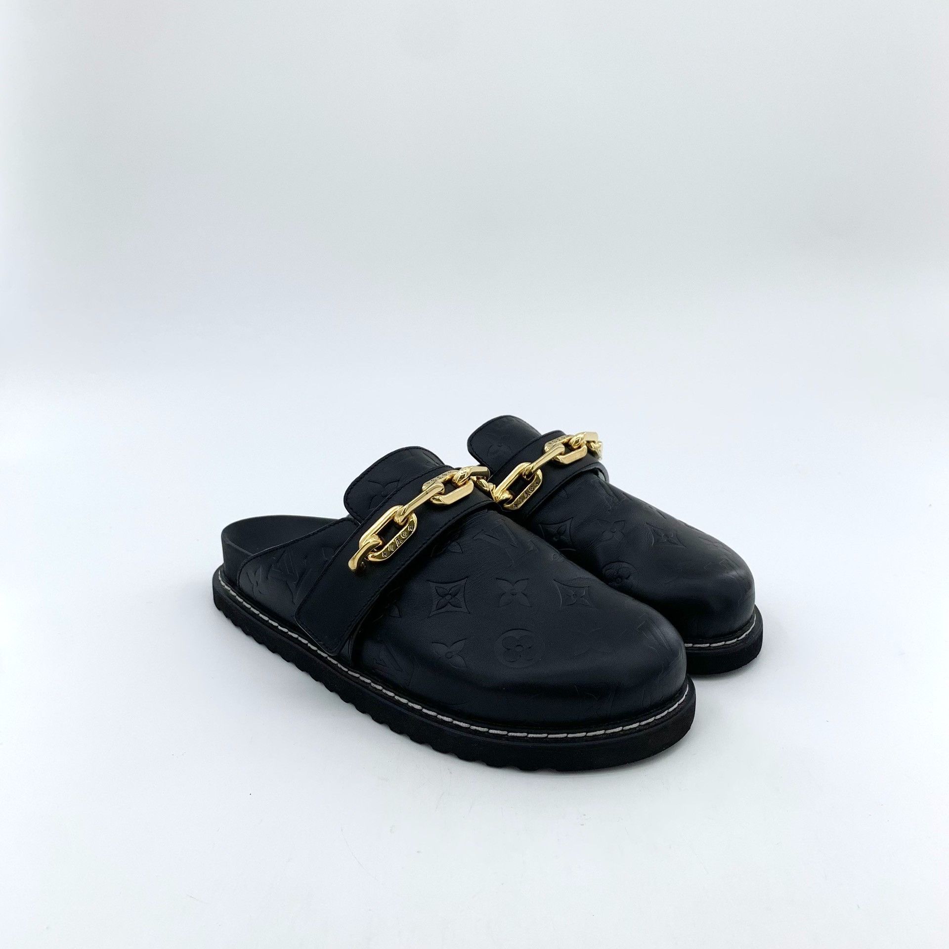 Louis Vuitton Louis Vuitton Black Chain Flat Mules Size US 7 / IT 37 - 2 Thumbnail