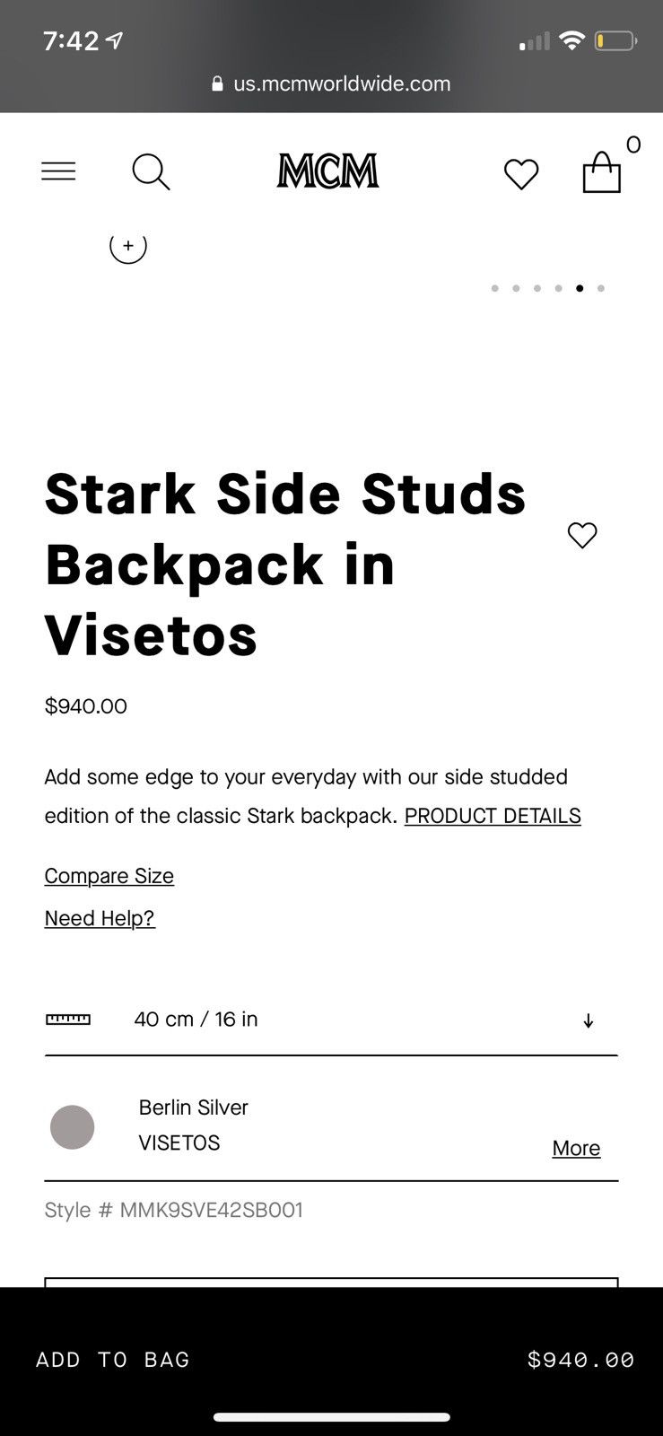 MCM BNWOT Silver Medium MCM Stark Side Studs Backpack Size ONE SIZE - 8 Thumbnail