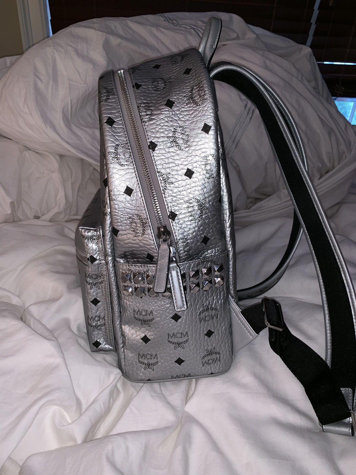 MCM BNWOT Silver Medium MCM Stark Side Studs Backpack Size ONE SIZE - 3 Thumbnail