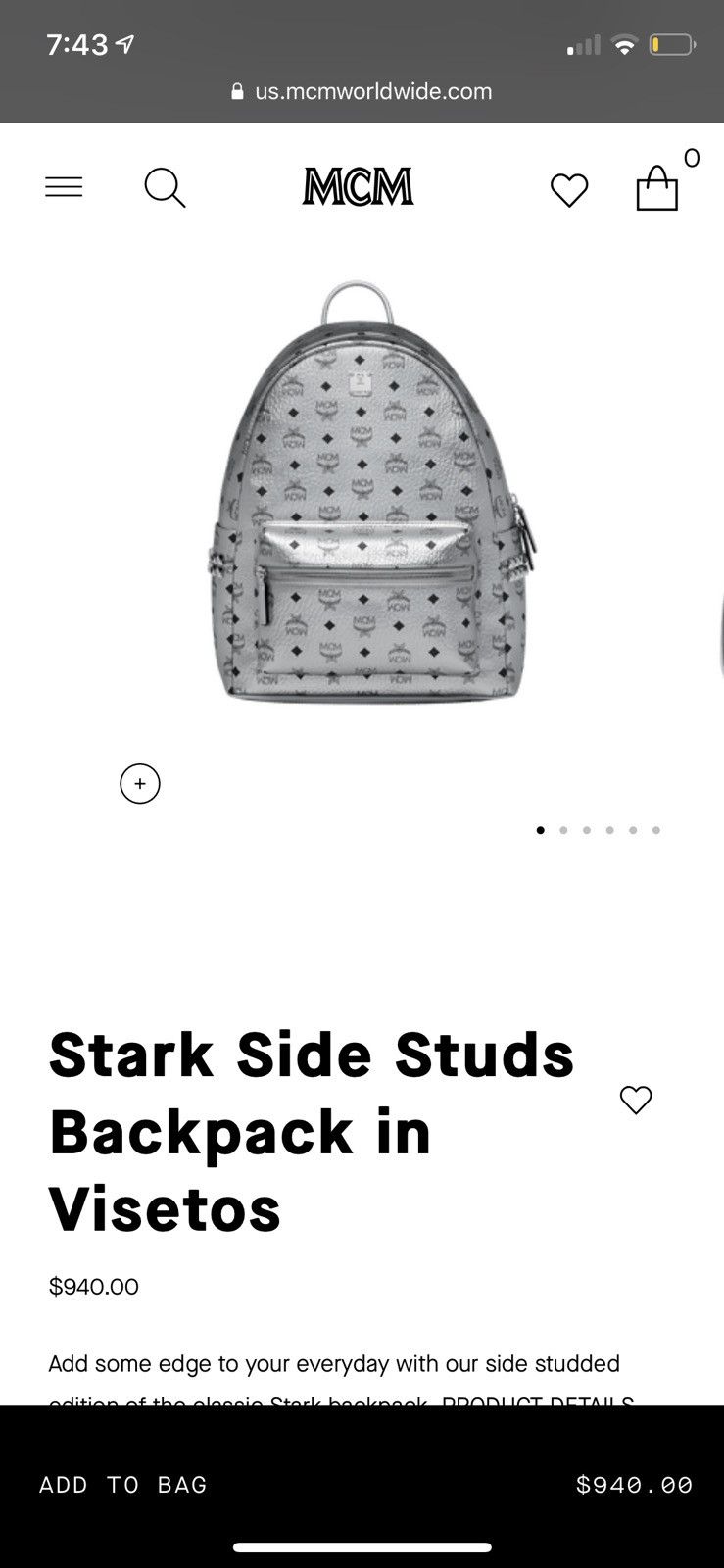 MCM BNWOT Silver Medium MCM Stark Side Studs Backpack Size ONE SIZE - 7 Thumbnail