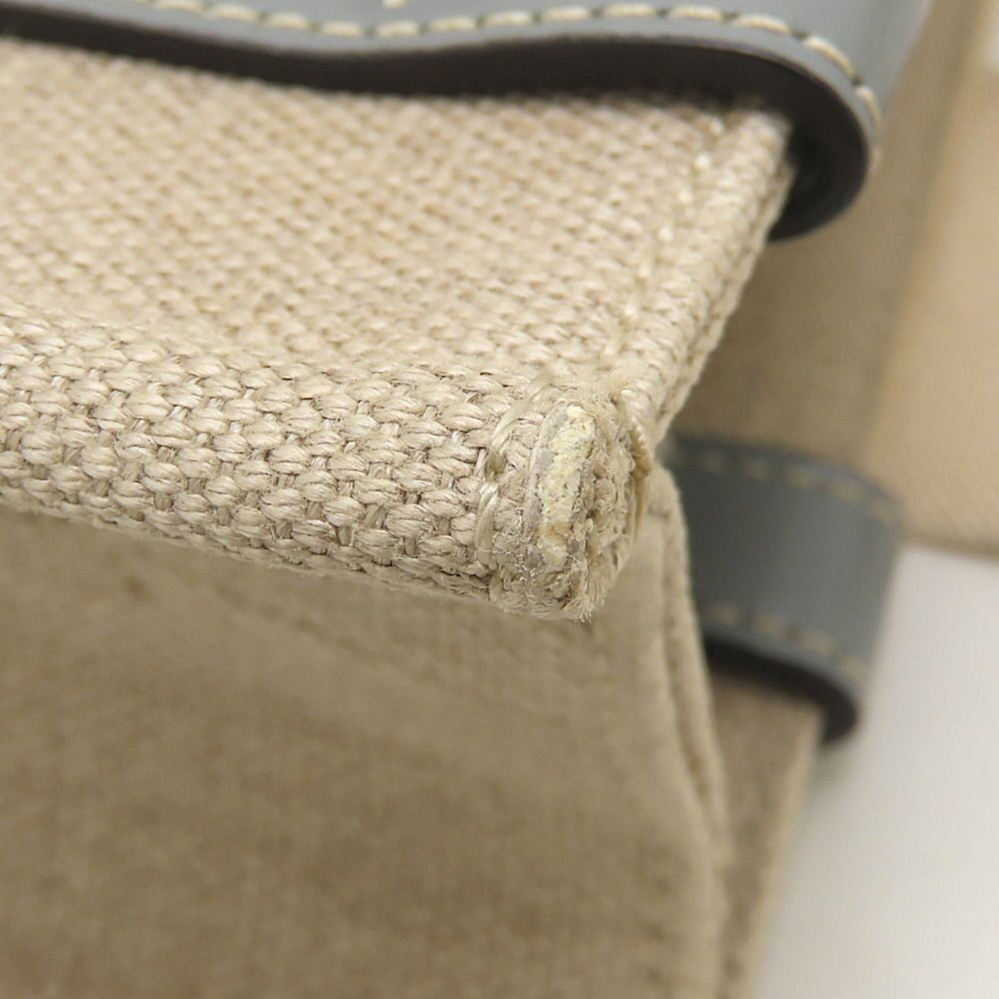 Chloe Chloé Chloe Woody Small Tote CHC22AS397126 Handbag Linen x Calfskin Beige Divine Grey Women's 353332 Size ONE SIZE - 13 Thumbnail