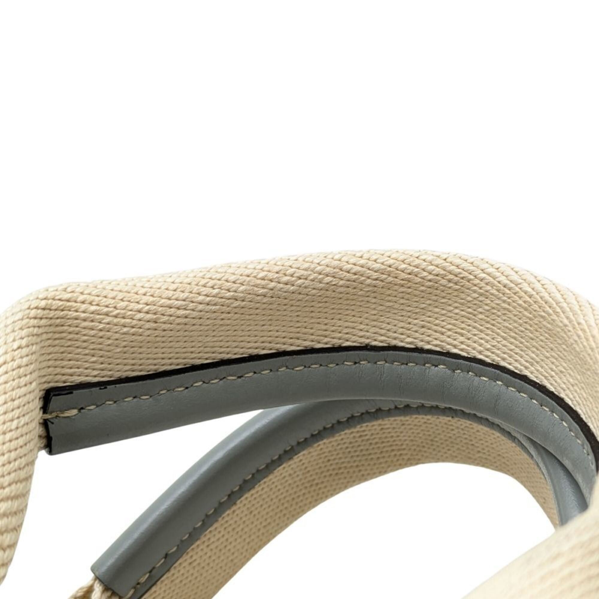 Chloe Chloé Chloe Woody Small Tote CHC22AS397126 Handbag Linen x Calfskin Beige Divine Grey Women's 353332 Size ONE SIZE - 19 Thumbnail