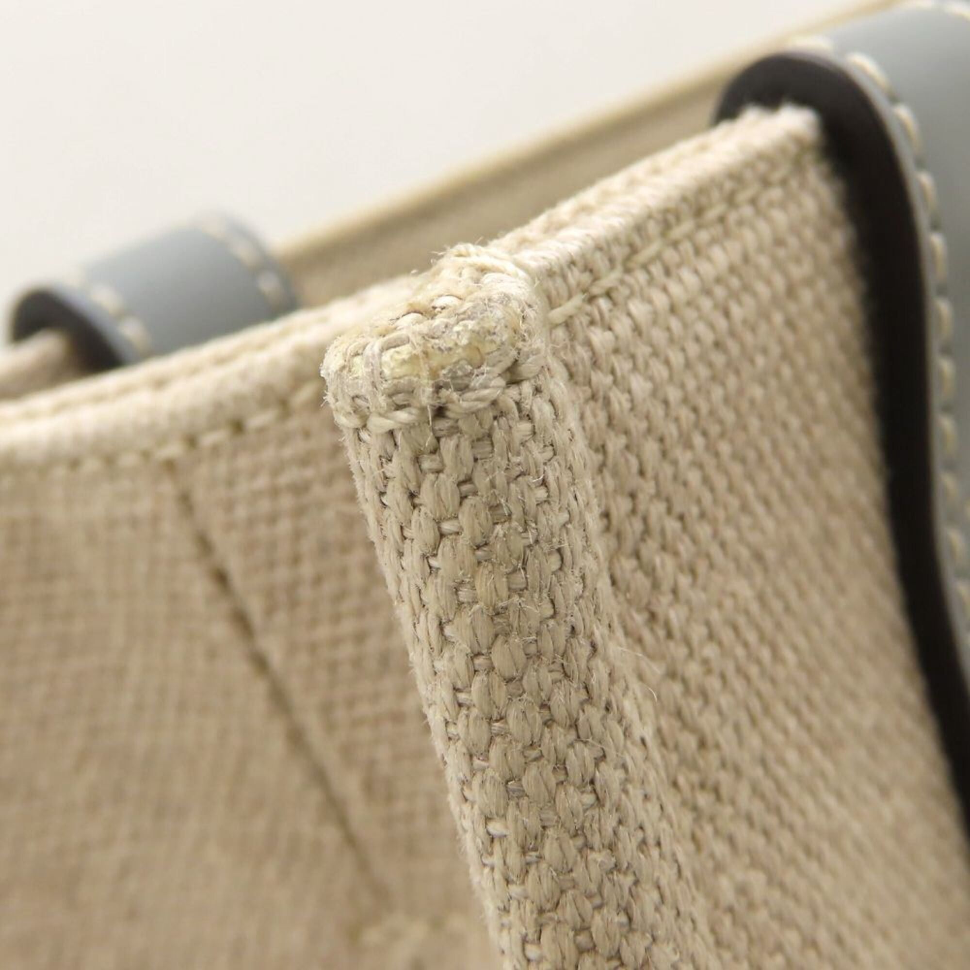 Chloe Chloé Chloe Woody Small Tote CHC22AS397126 Handbag Linen x Calfskin Beige Divine Grey Women's 353332 Size ONE SIZE - 10 Thumbnail