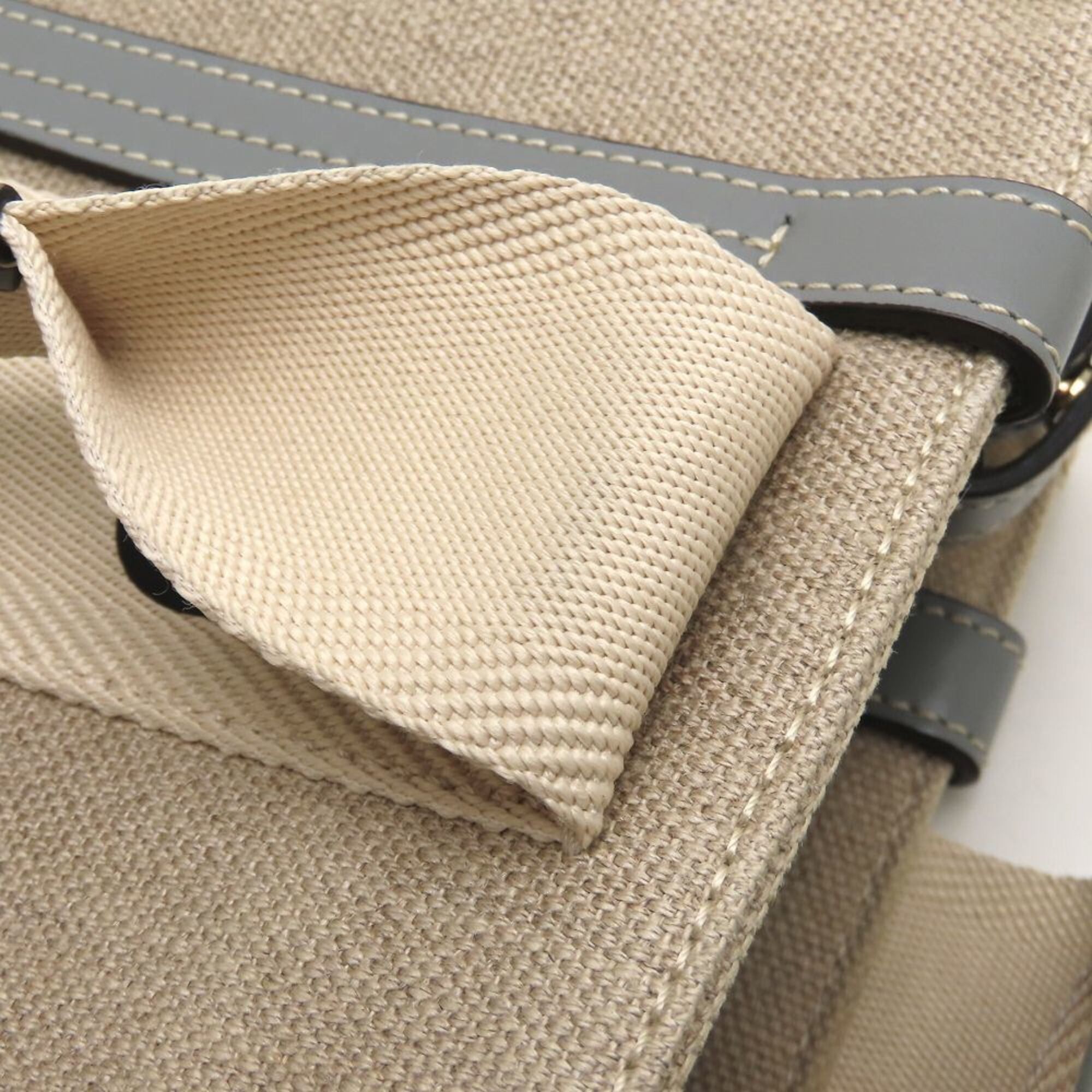 Chloe Chloé Chloe Woody Small Tote CHC22AS397126 Handbag Linen x Calfskin Beige Divine Grey Women's 353332 Size ONE SIZE - 18 Thumbnail