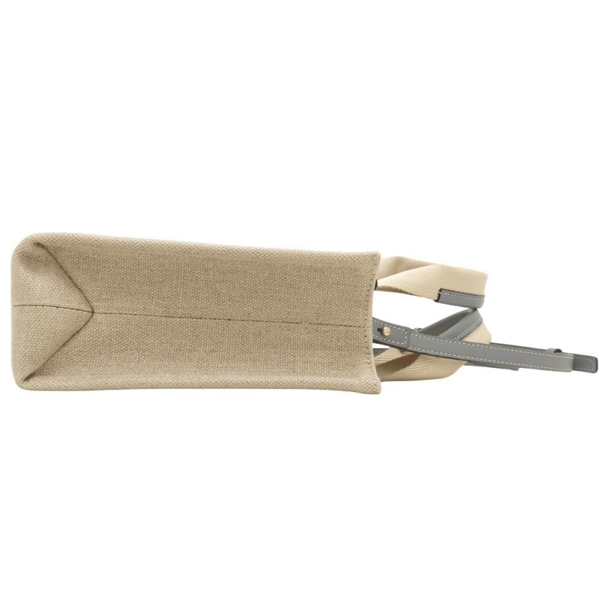 Chloe Chloé Chloe Woody Small Tote CHC22AS397126 Handbag Linen x Calfskin Beige Divine Grey Women's 353332 Size ONE SIZE - 3 Thumbnail