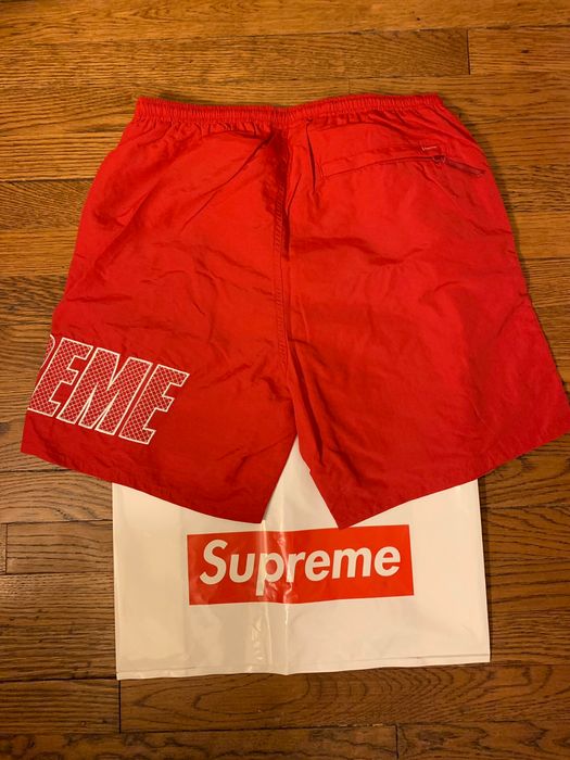 Supreme Supreme Logo Appliqué Water Shorts Red SMALL | Grailed