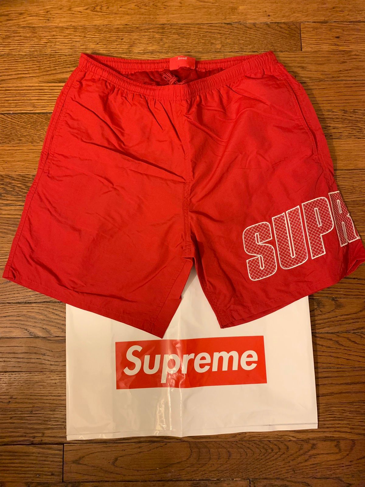 Supreme Supreme Logo Appliqué Water Shorts Red SMALL | Grailed