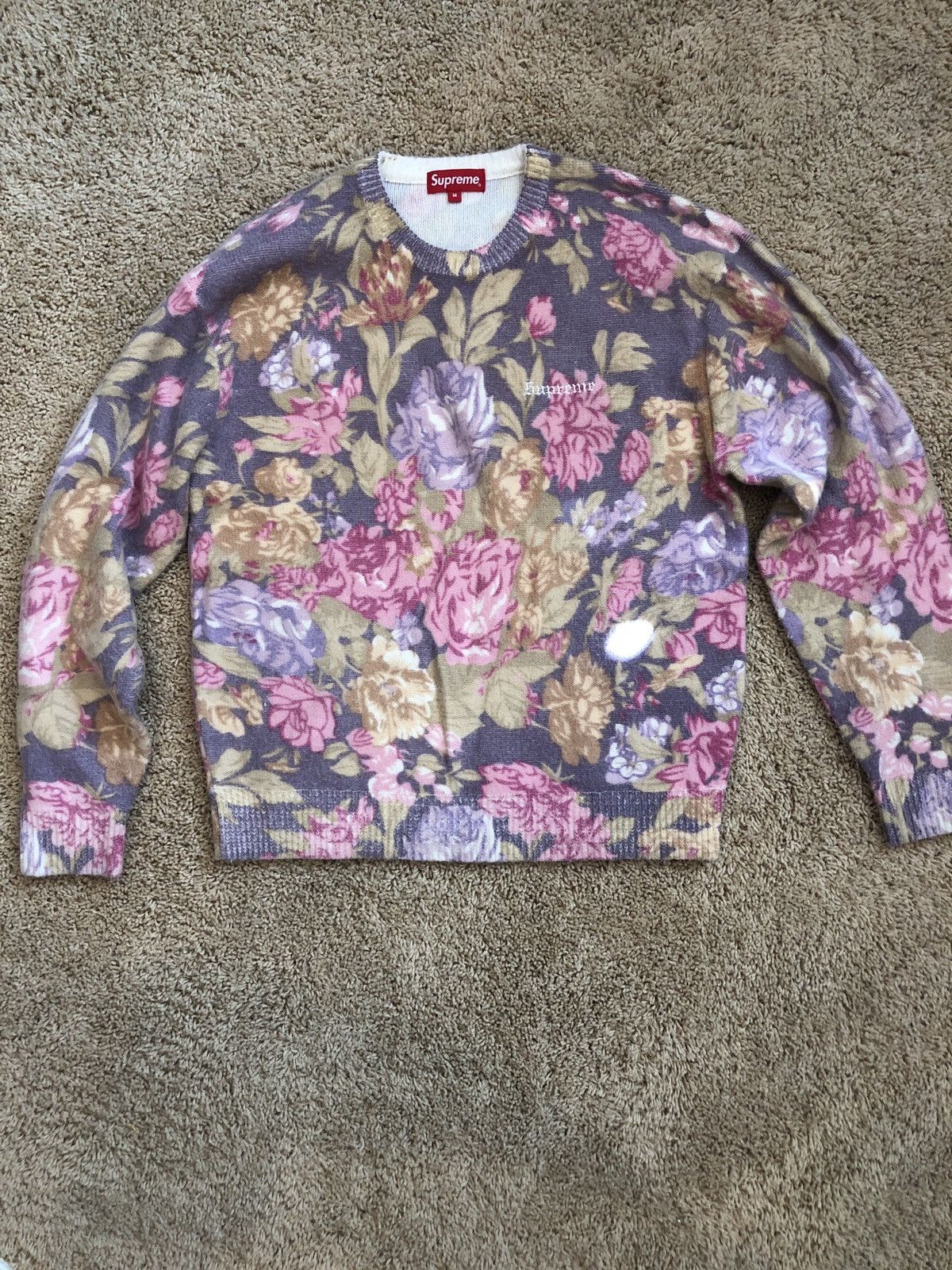 Mens Sweater Supreme Printed Floral Angora Sweater S Supreme