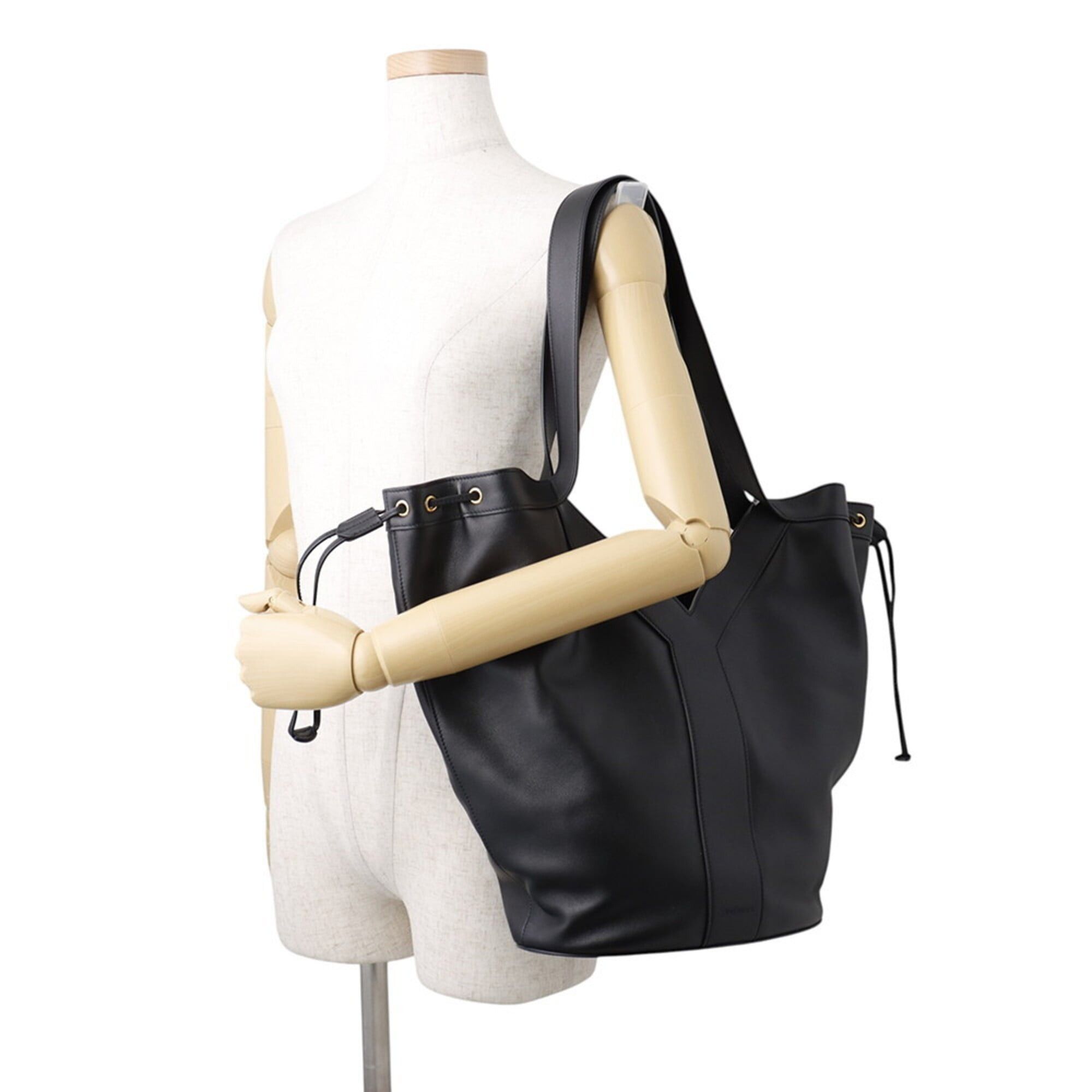 Yves Saint Laurent Yves Saint Laurent Saint Laurent Paris Tote Bag Y Hobo Calf Leather 833160 SAINT LAURENT PARIS Black Handbag Size ONE SIZE - 4 Thumbnail