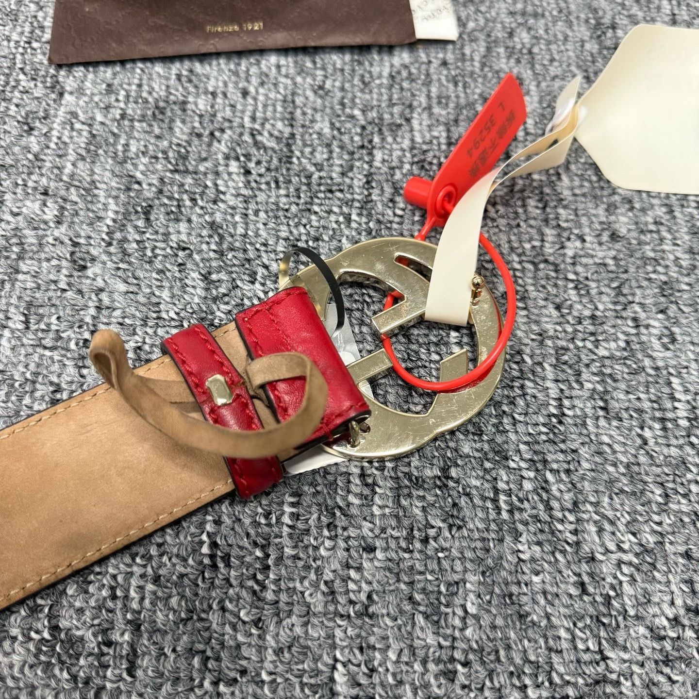 Gucci Gold Double G Buckle Red Belt