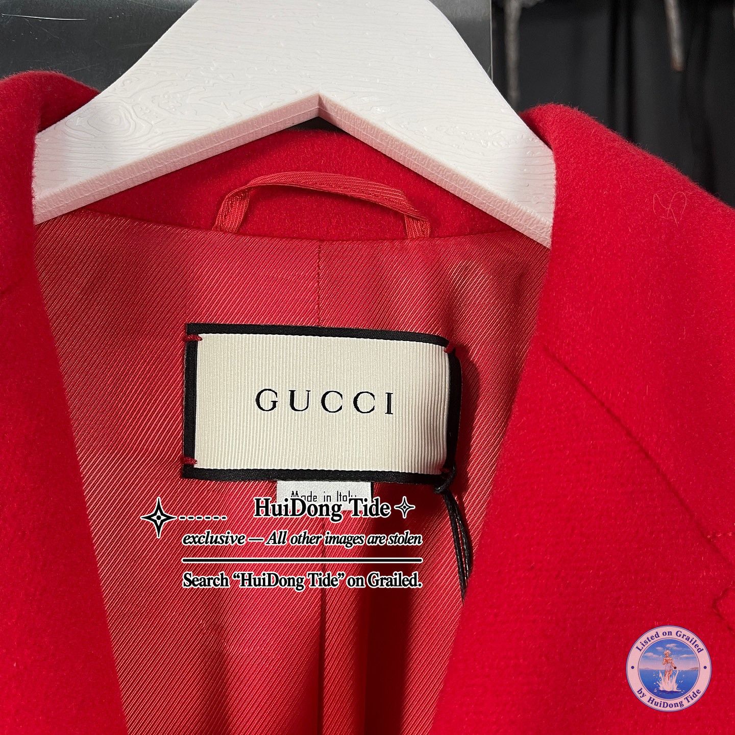 Gucci Red Wool GG Logo Coat Size 38