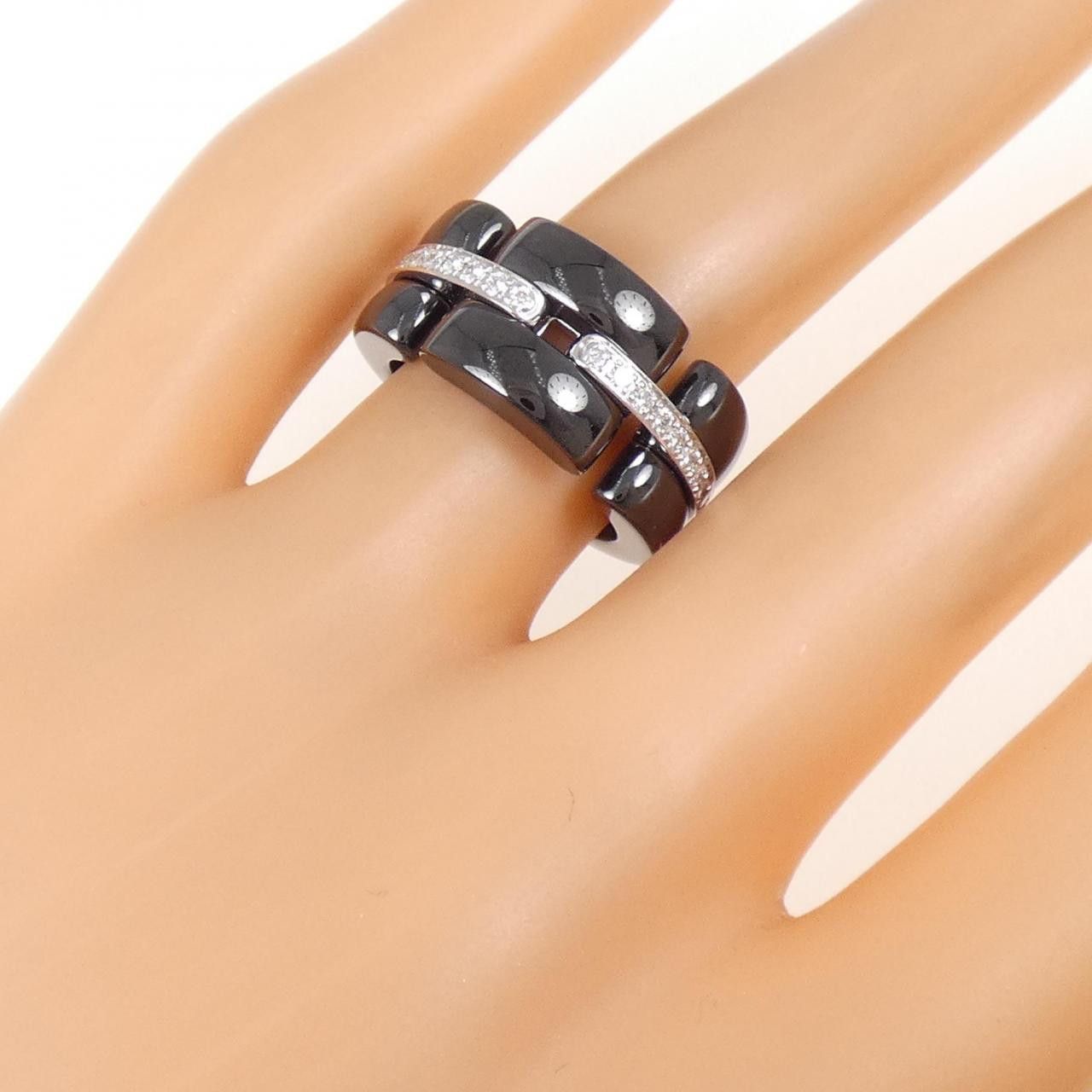 Chanel Chanel Chanel Ultra Collection 18K White Gold Ceramic Diamond Ring Size 9.5 Precious Metal Ring J3879 DUTY FREE for USA Size ONE SIZE - 5 Thumbnail