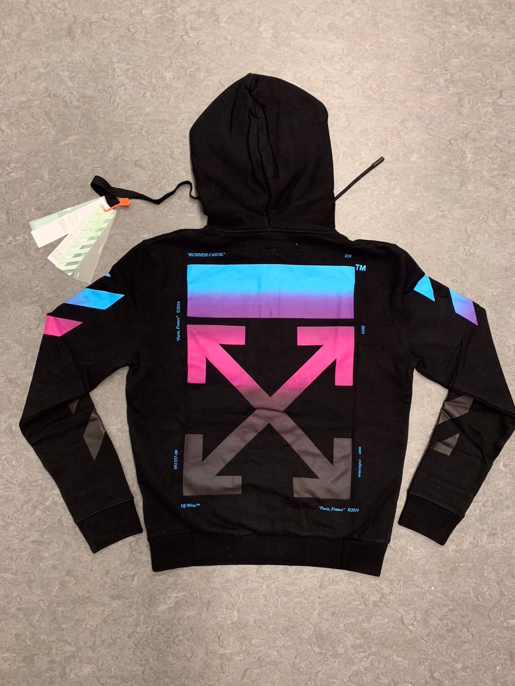 Black diagonal clearance gradient zip hoodie